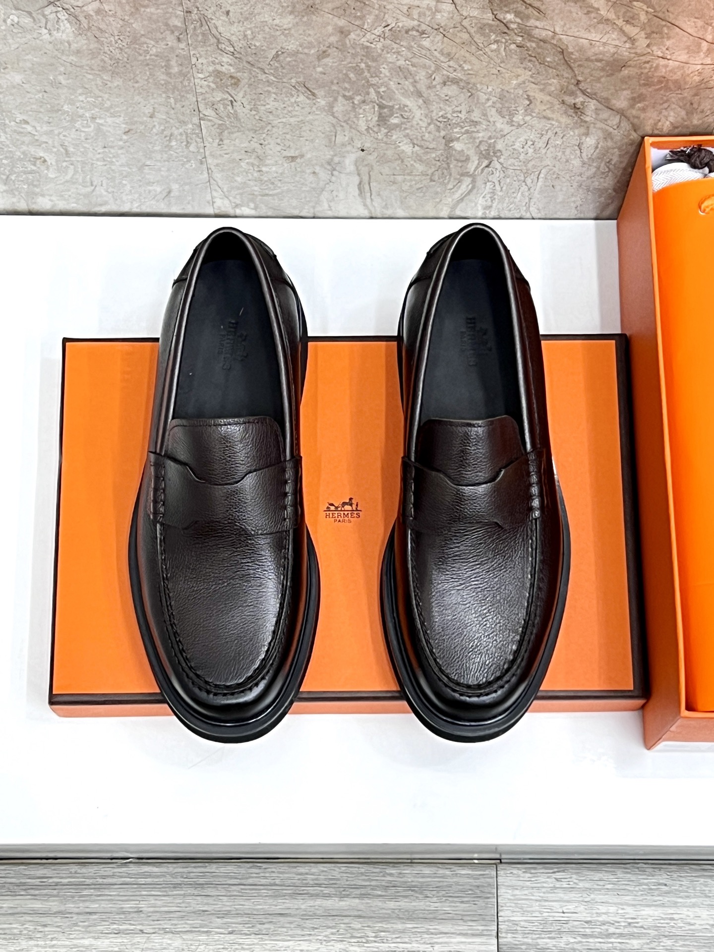 Hermes Giovanni Leather Loafers with Palladium Buckle - Elegant & Comfortable