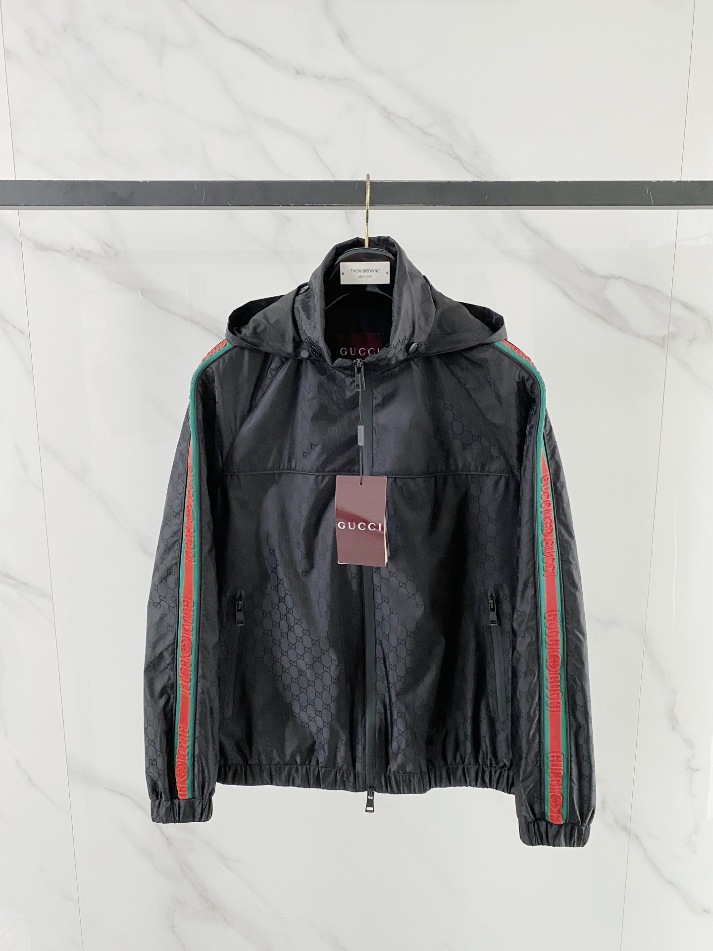 Gucci Black Stripe Hooded Jacket