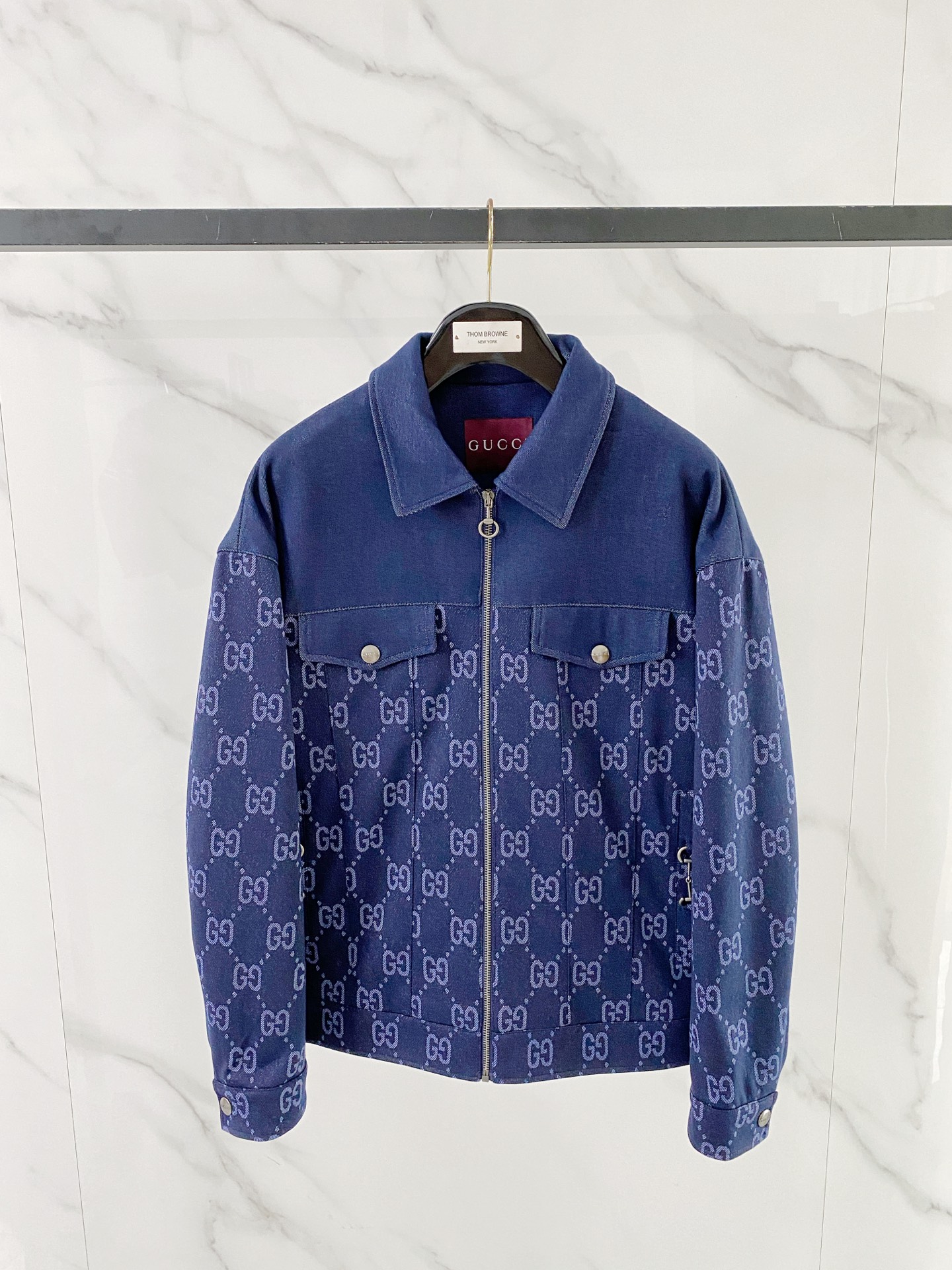 Gucci Blue Monogram Zip Jacket