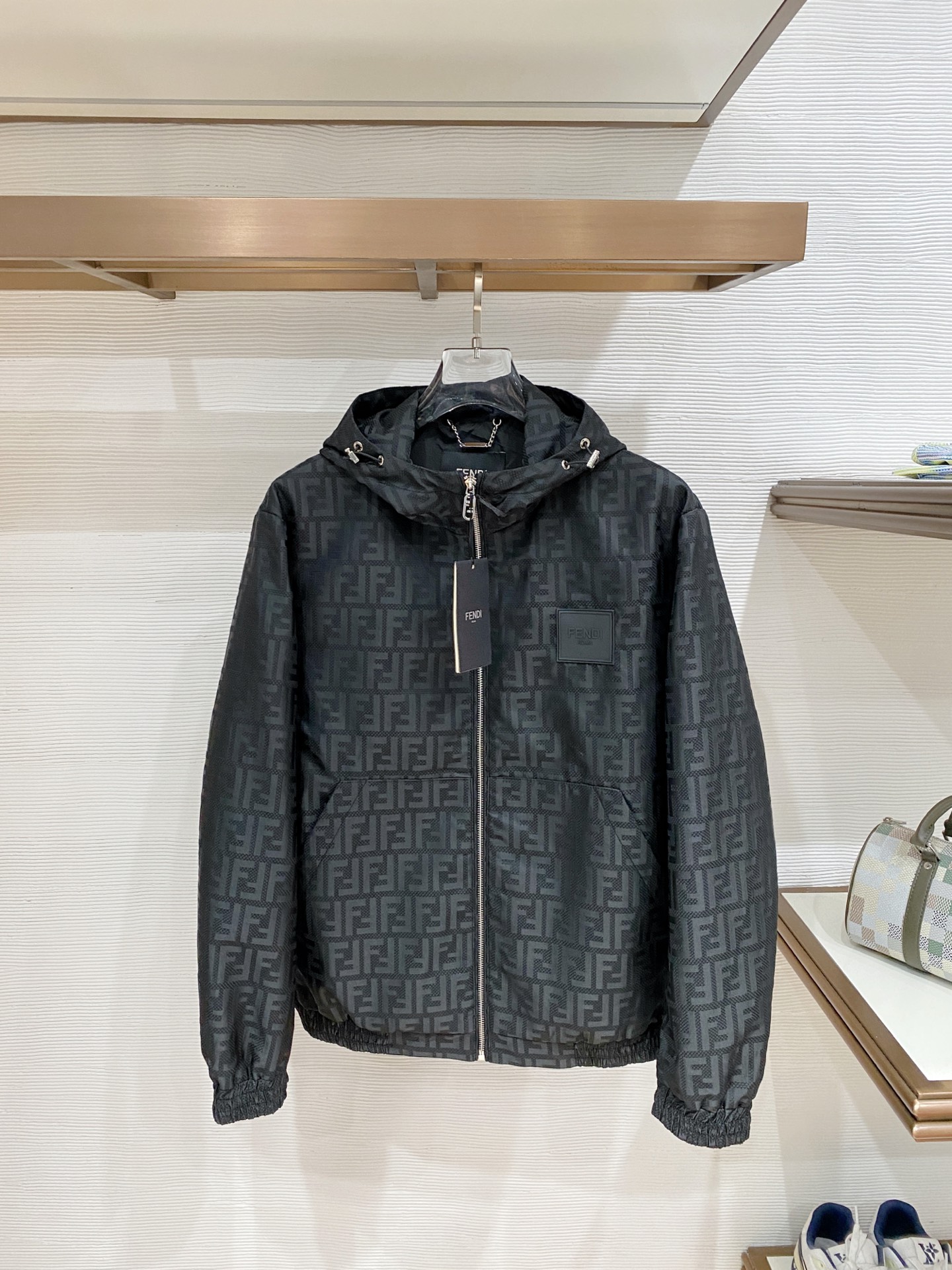 Fendi Black FF Hooded Zip Jacket