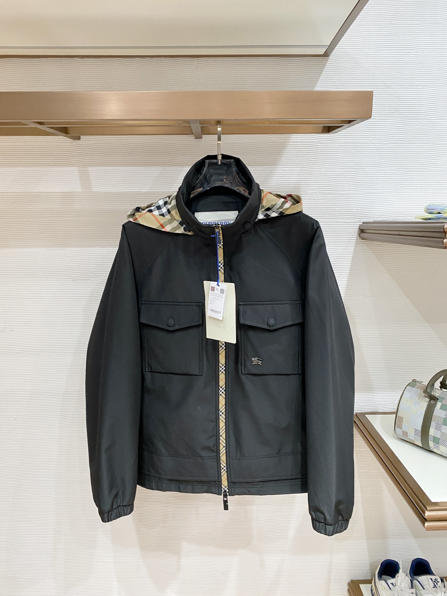 Burberry Black Check Hood Jacket