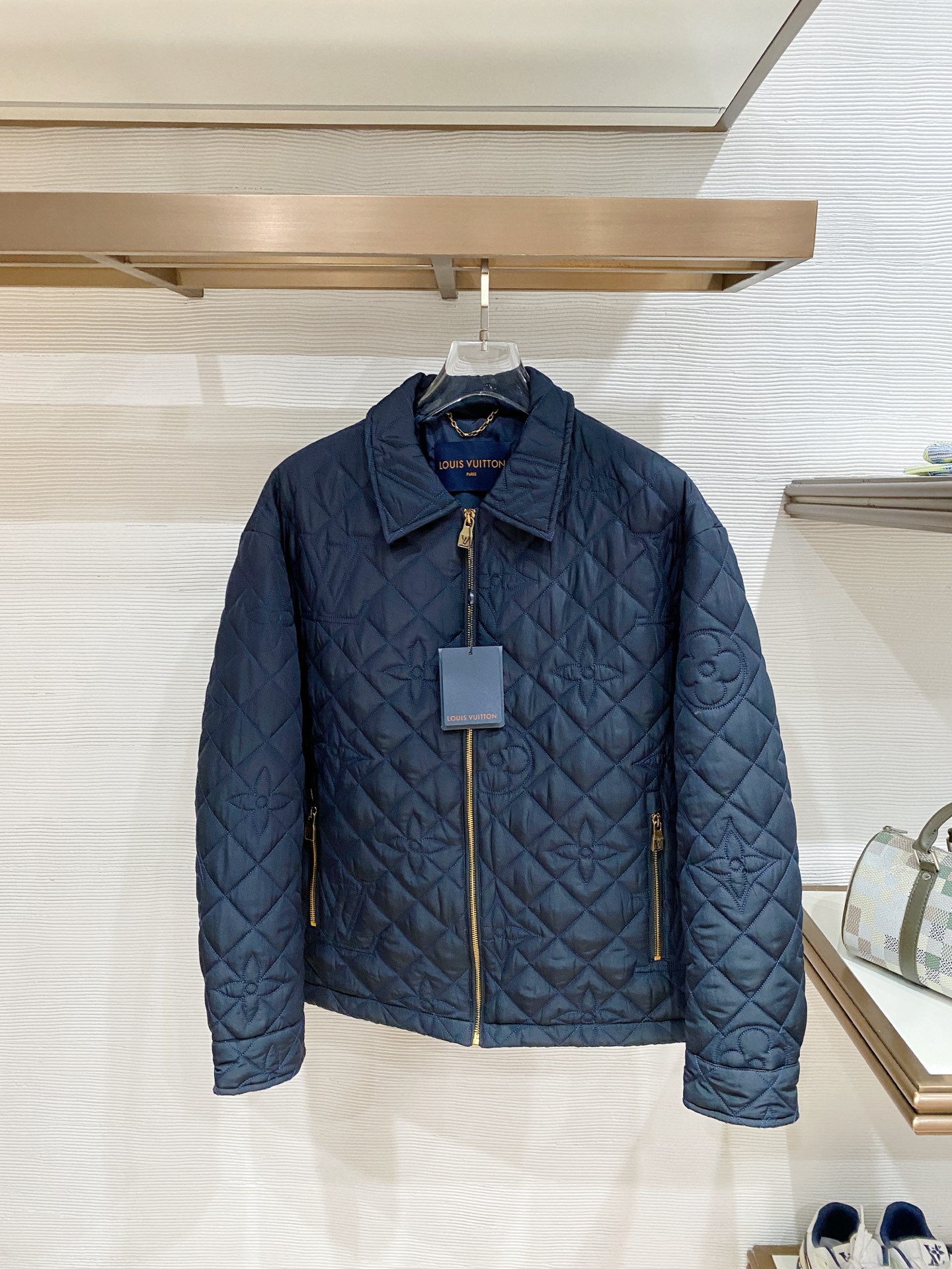 Louis Vuitton Navy Diamond Quilted Jacket