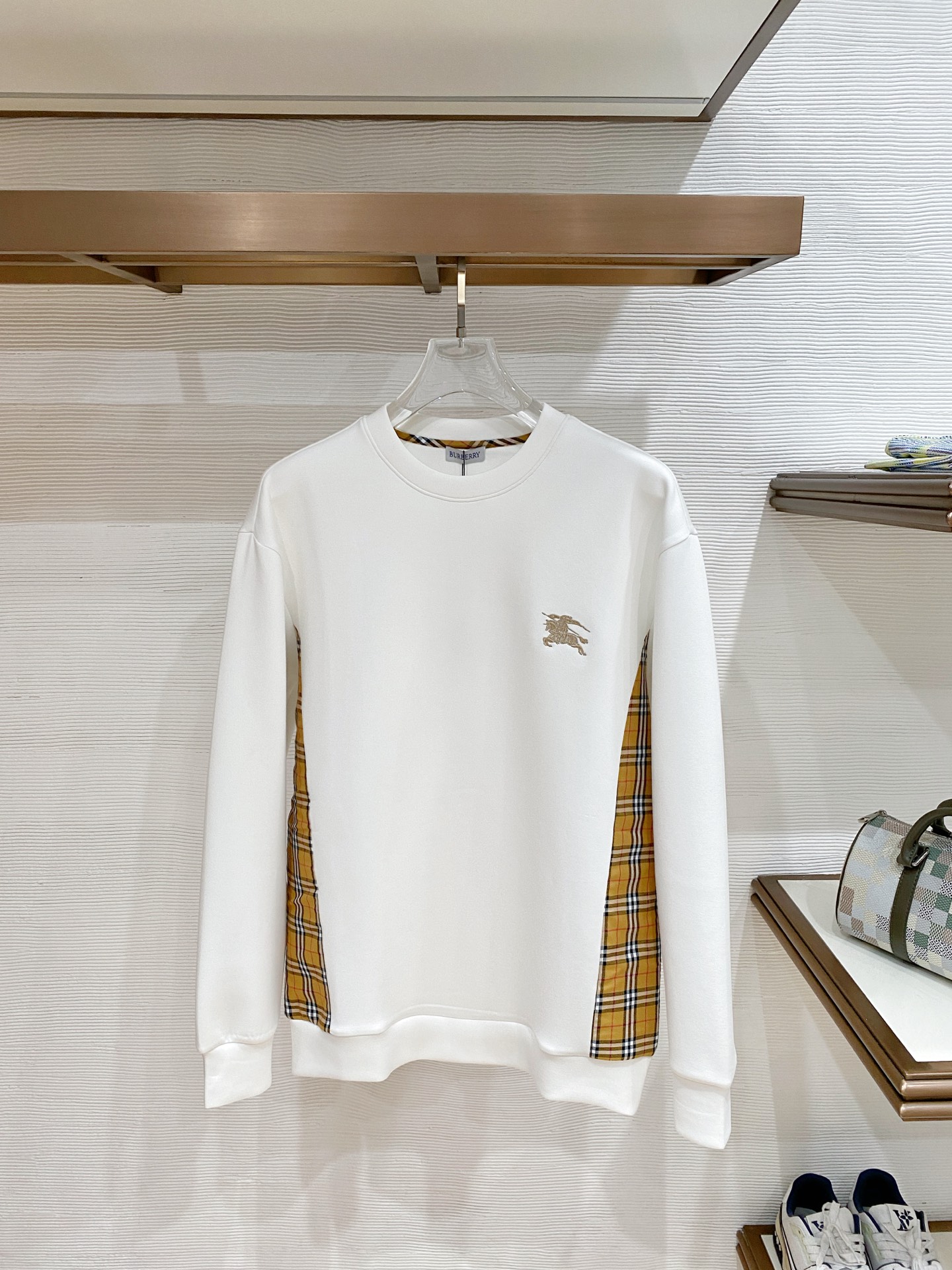 Burberry White Check Panel Sweatshirt