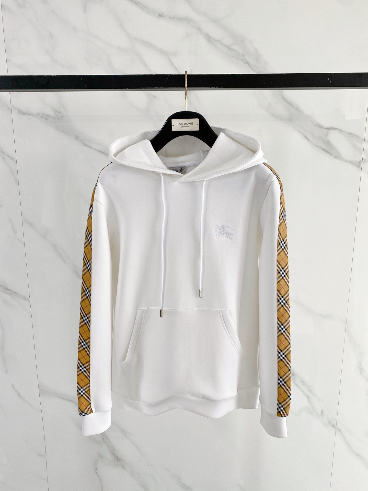 Burberry White Check Stripe Hoodie