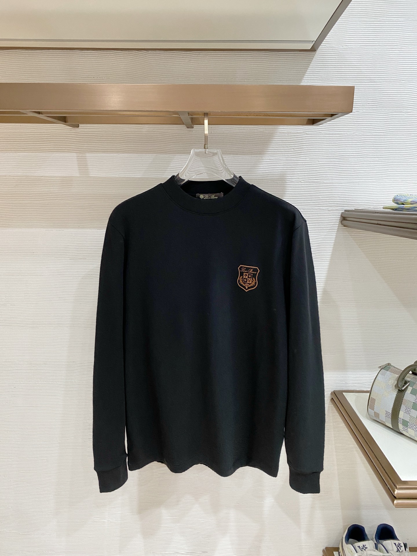 Loro Piana Black Crest Crew Neck Sweatshirt