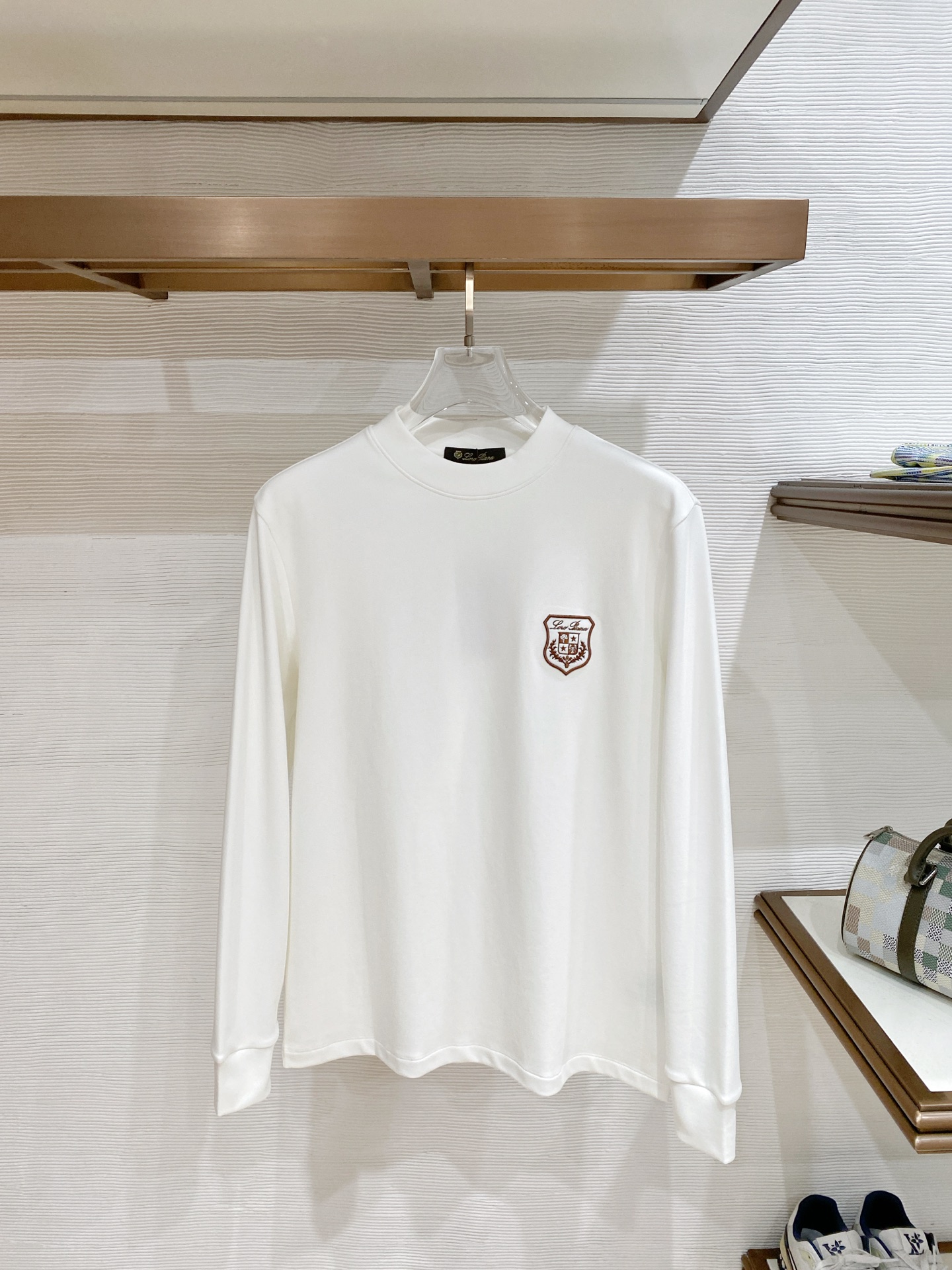 Loro Piana White Crest Crew Neck Sweatshirt