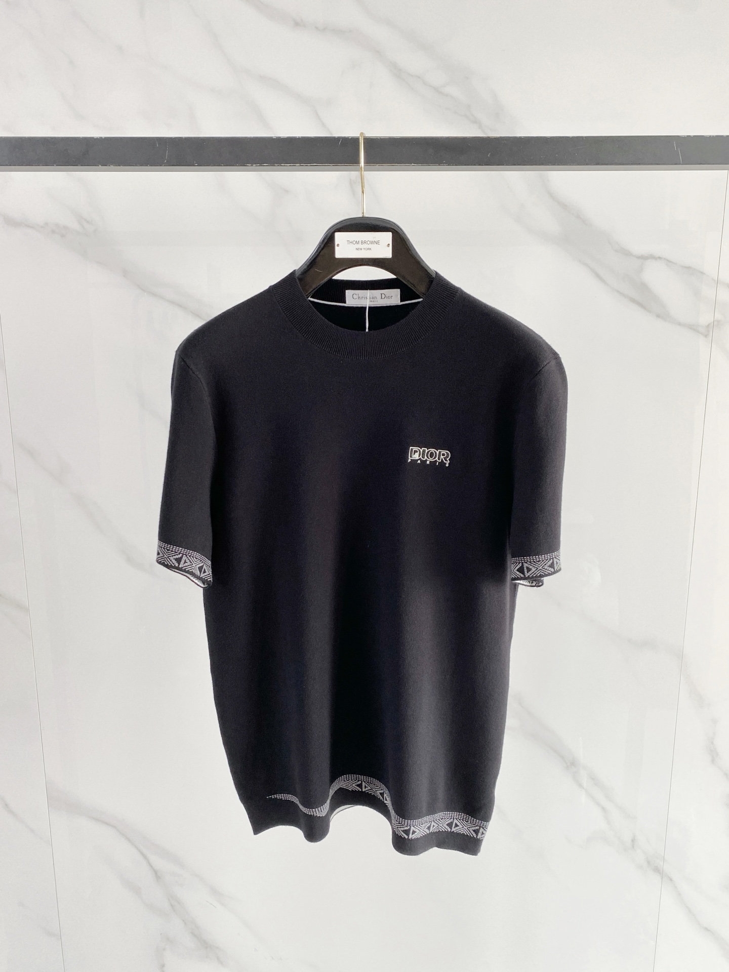 Dior Black Contrast Trim Short Sleeve Top