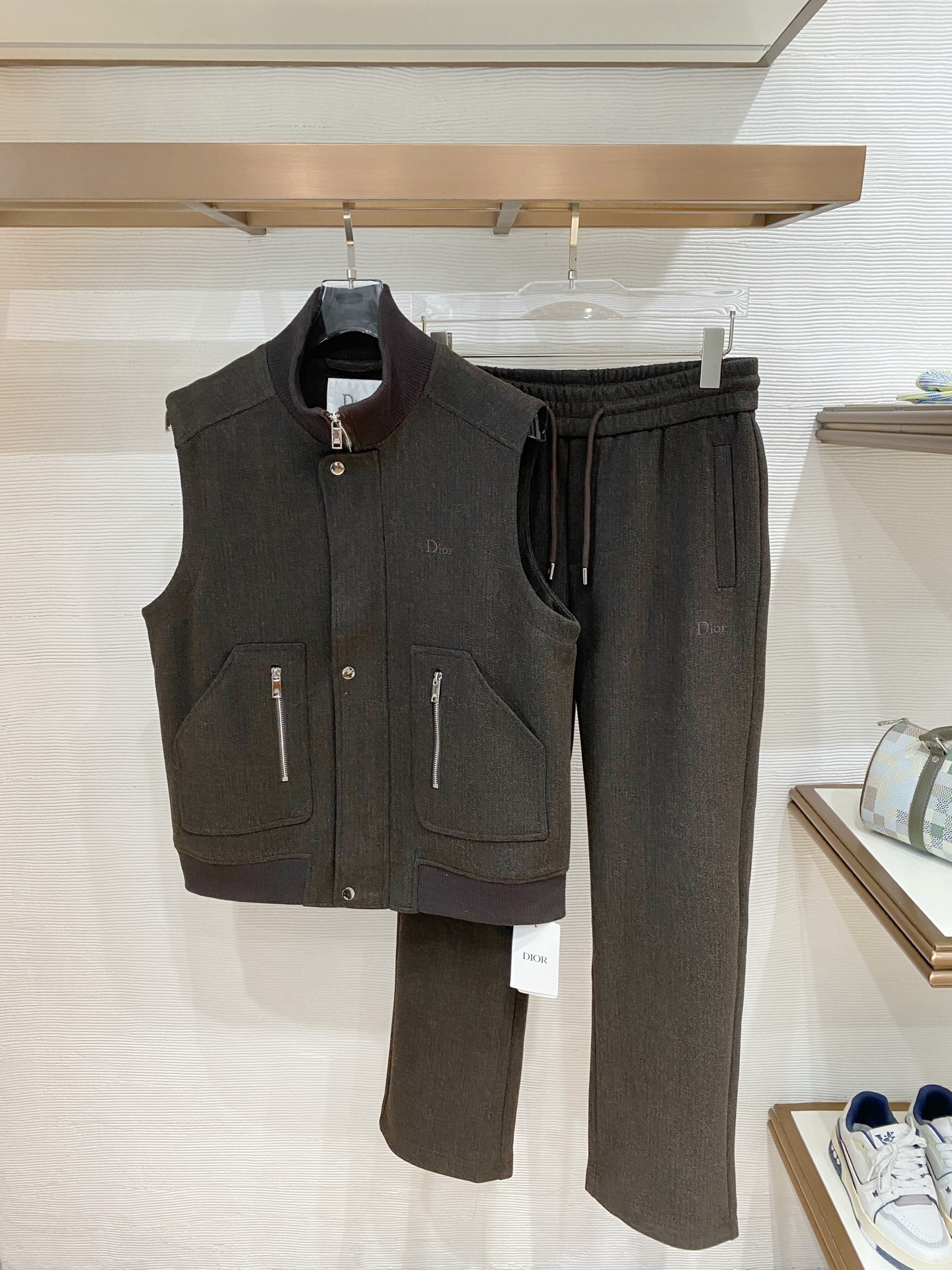 Dior Brown Zip Vest and Pants Set