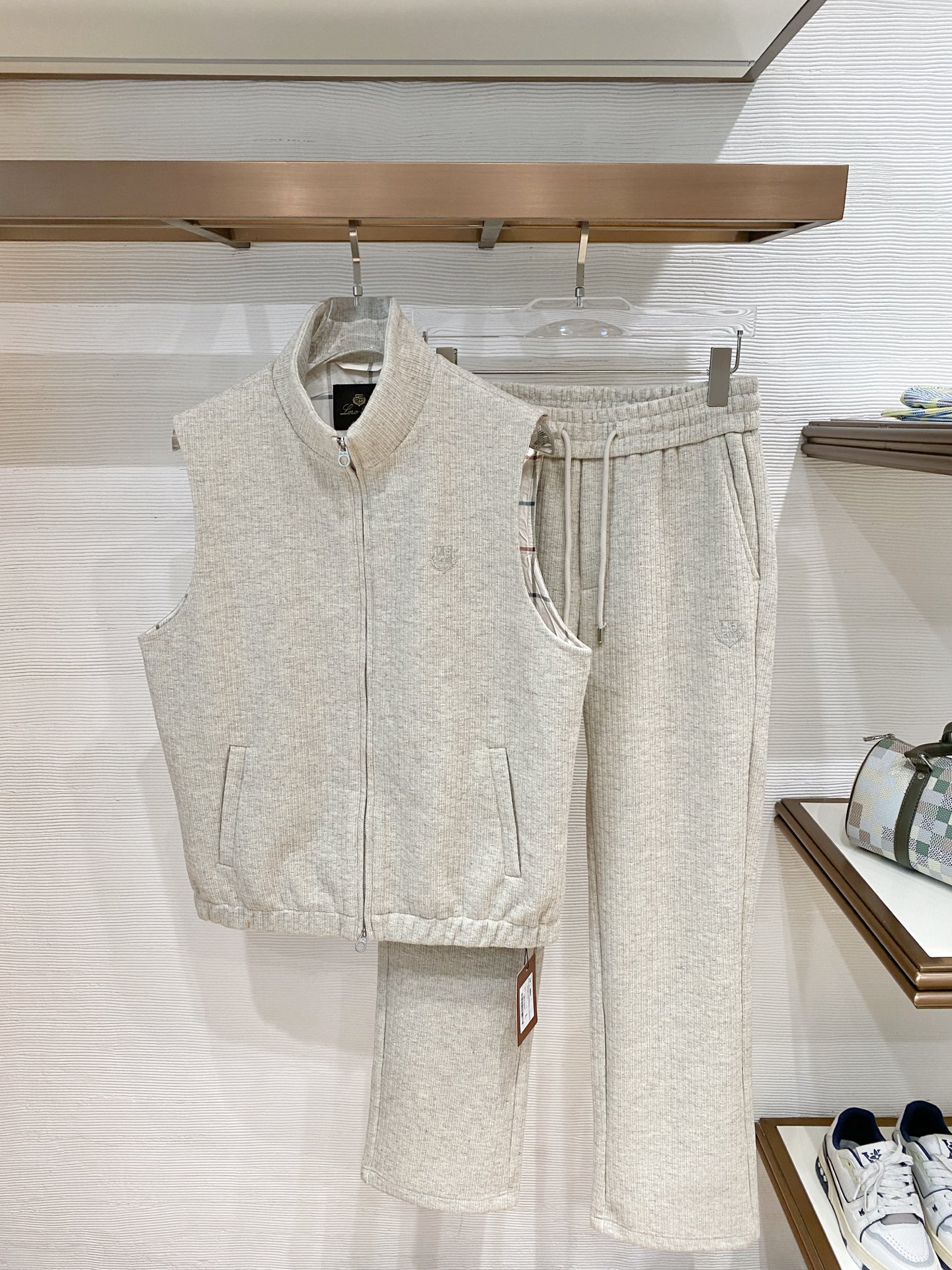 Dior Cream Zip Vest and Pants Set