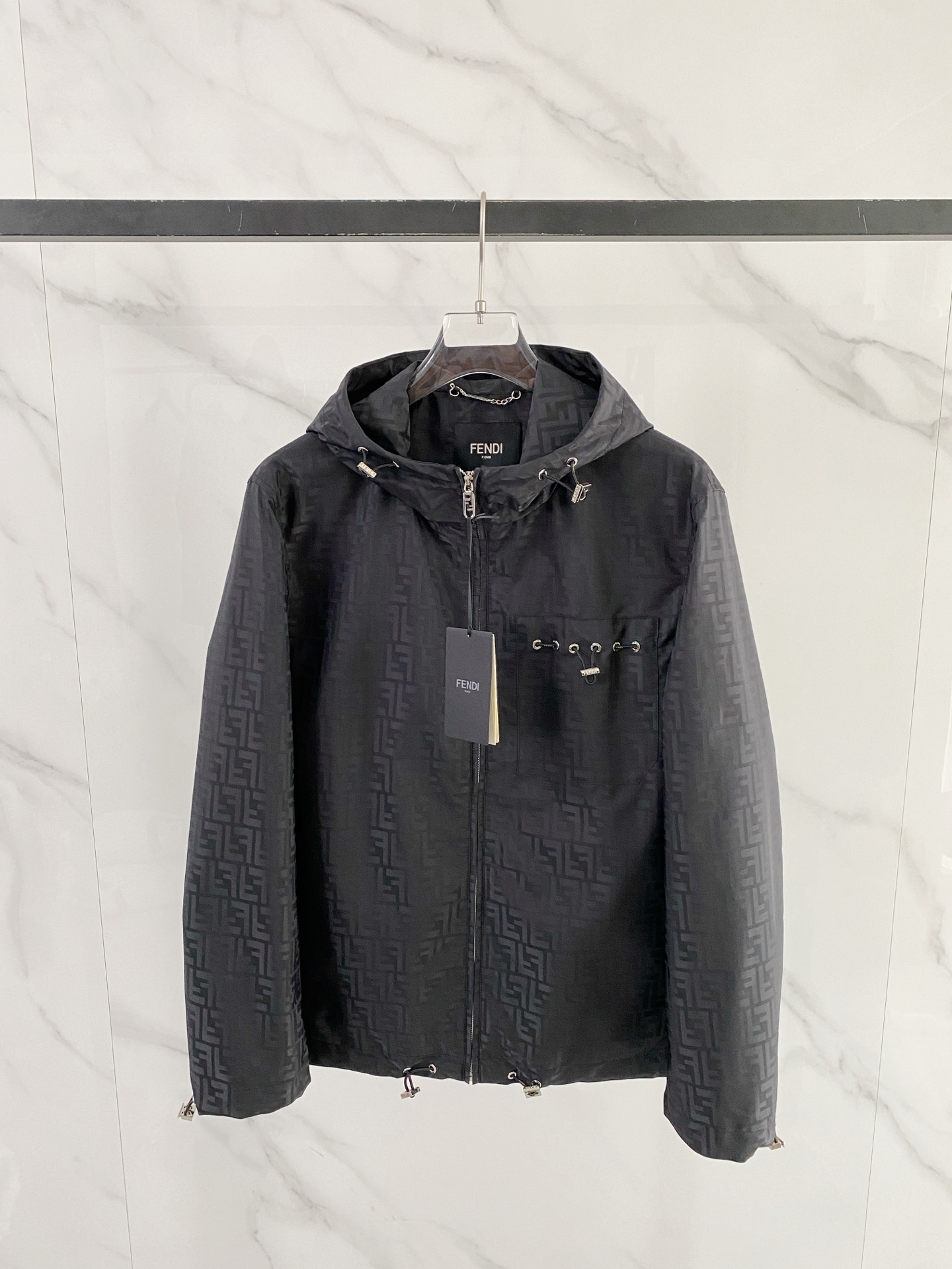 Fendi Black Hooded Zip Jacket