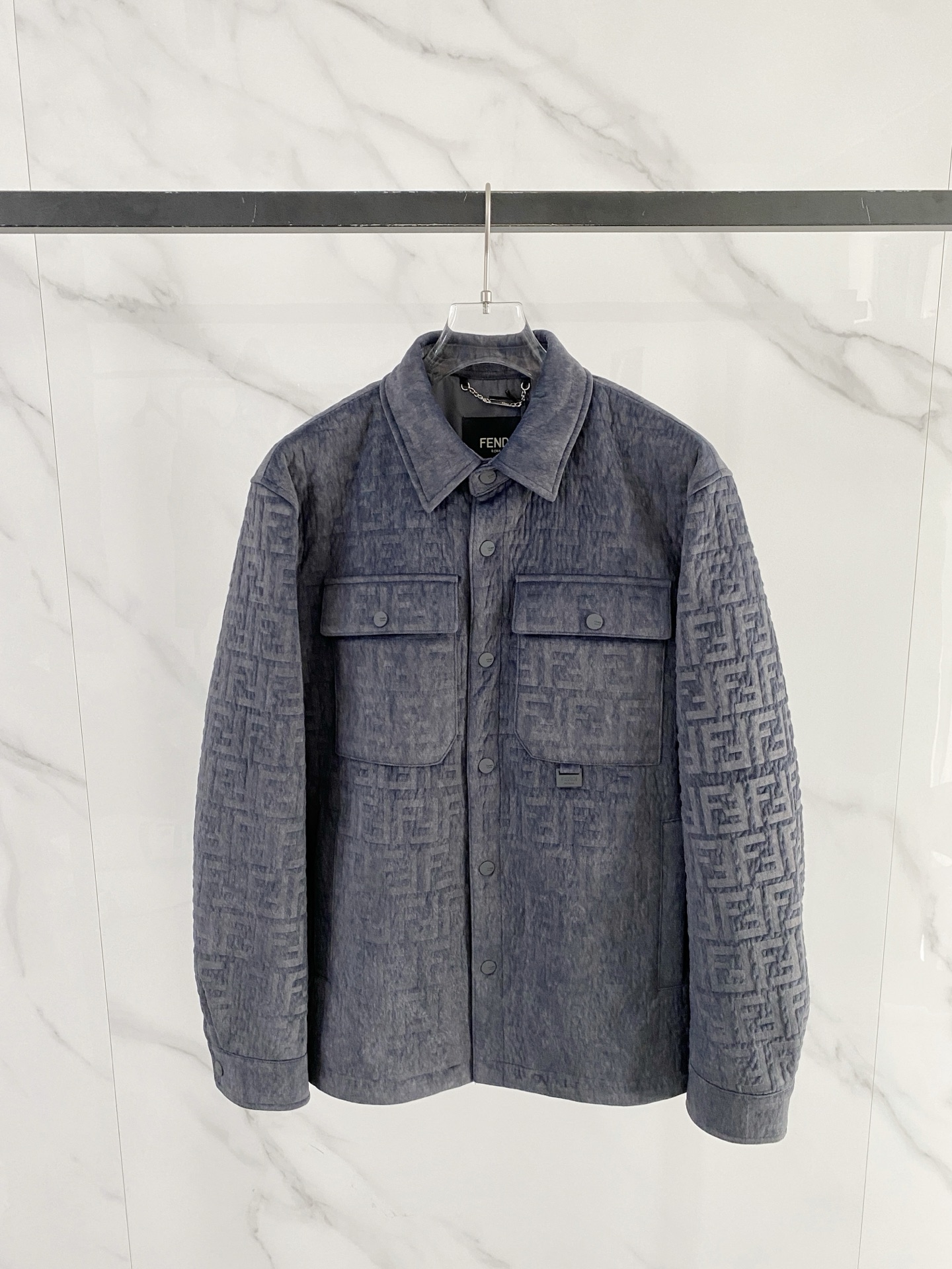 Fendi Gray Patterned Button Jacket