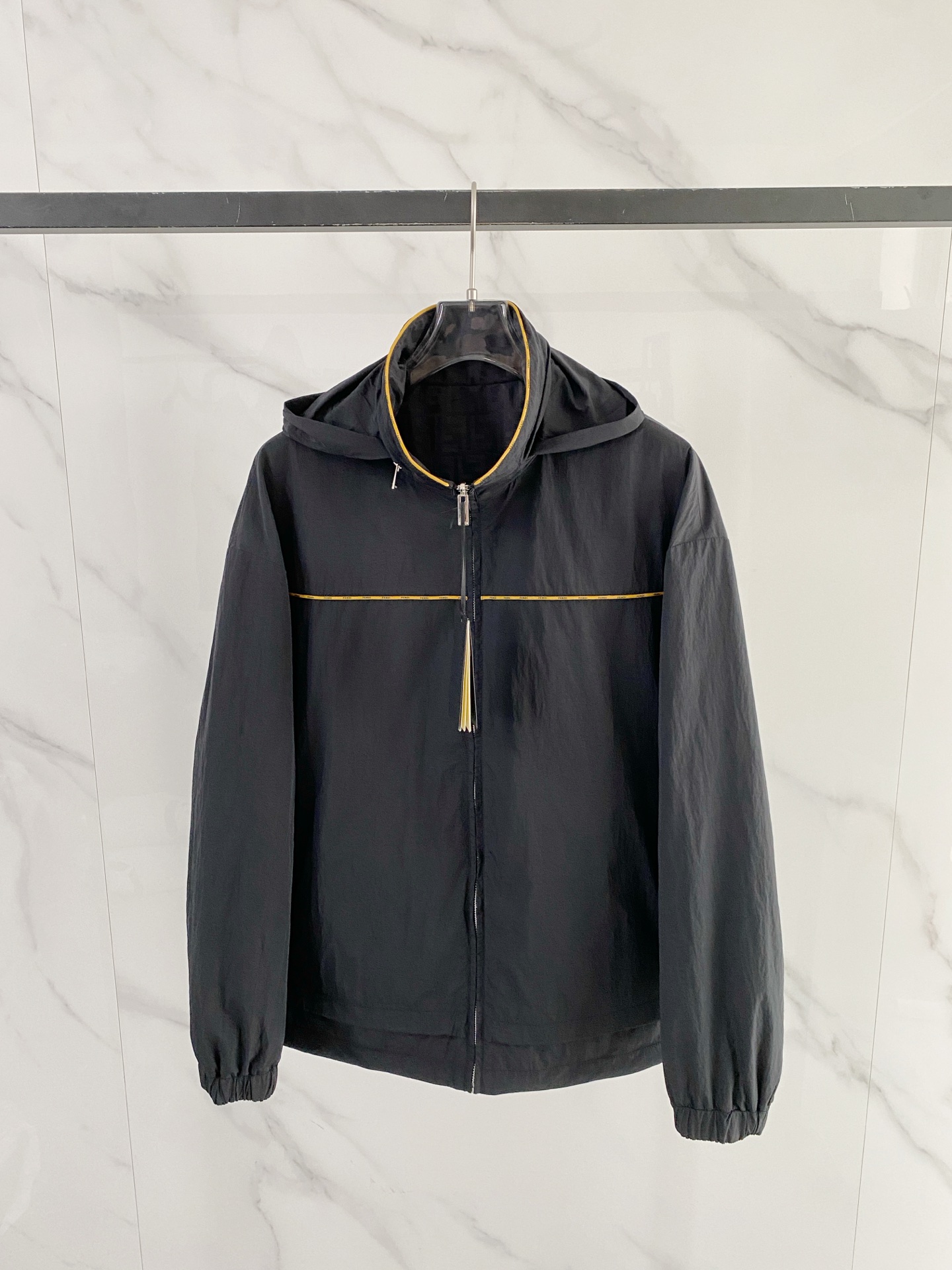 Fendi Black Piped Hooded Jacket
