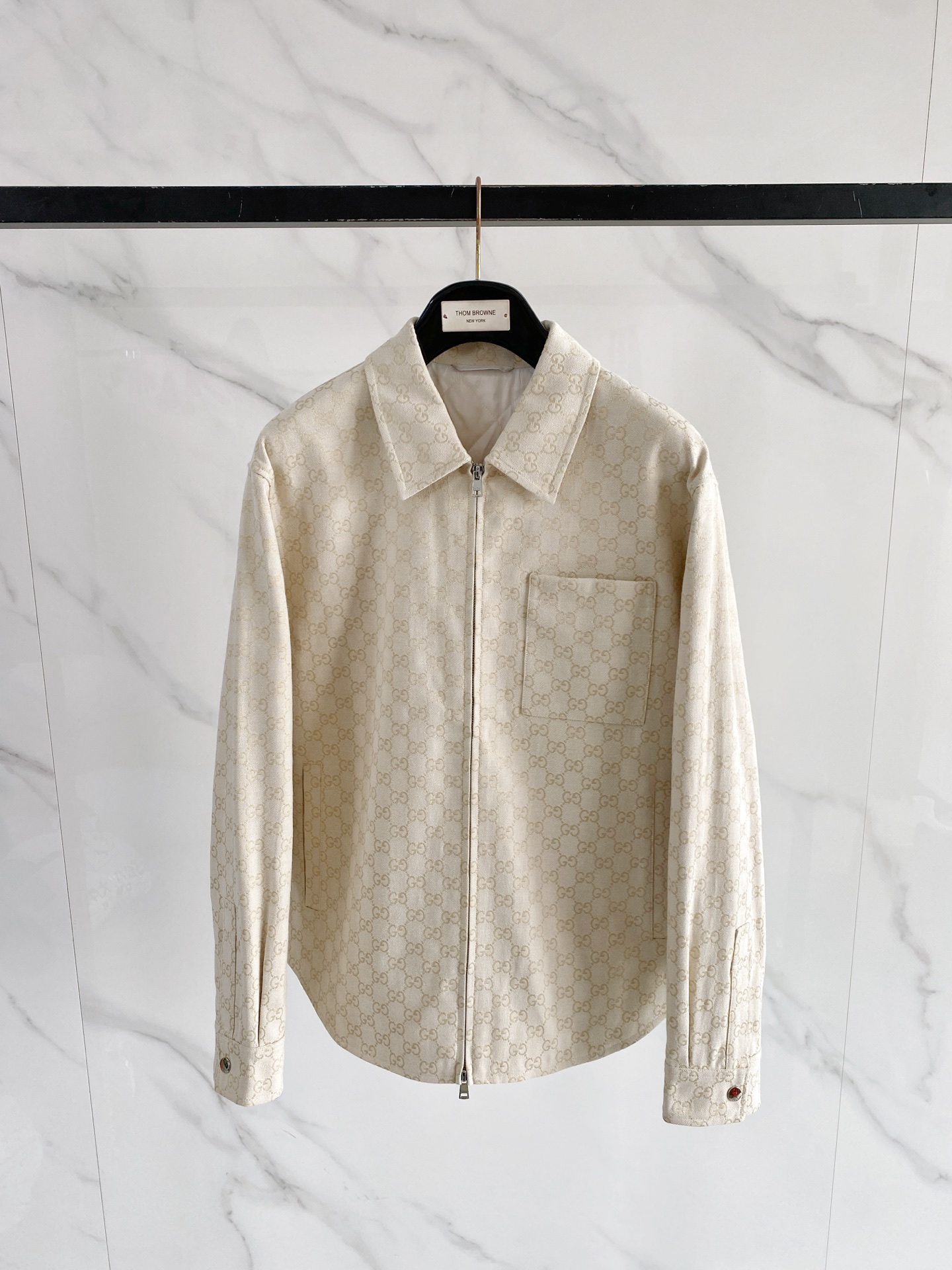 Gucci Cream Monogram Button Shirt