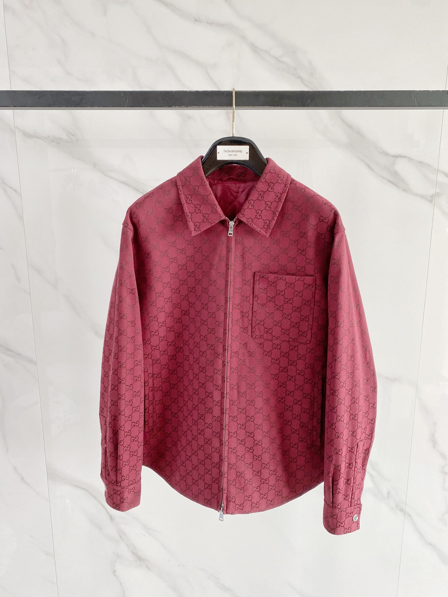 Gucci Burgundy Monogram Button Shirt