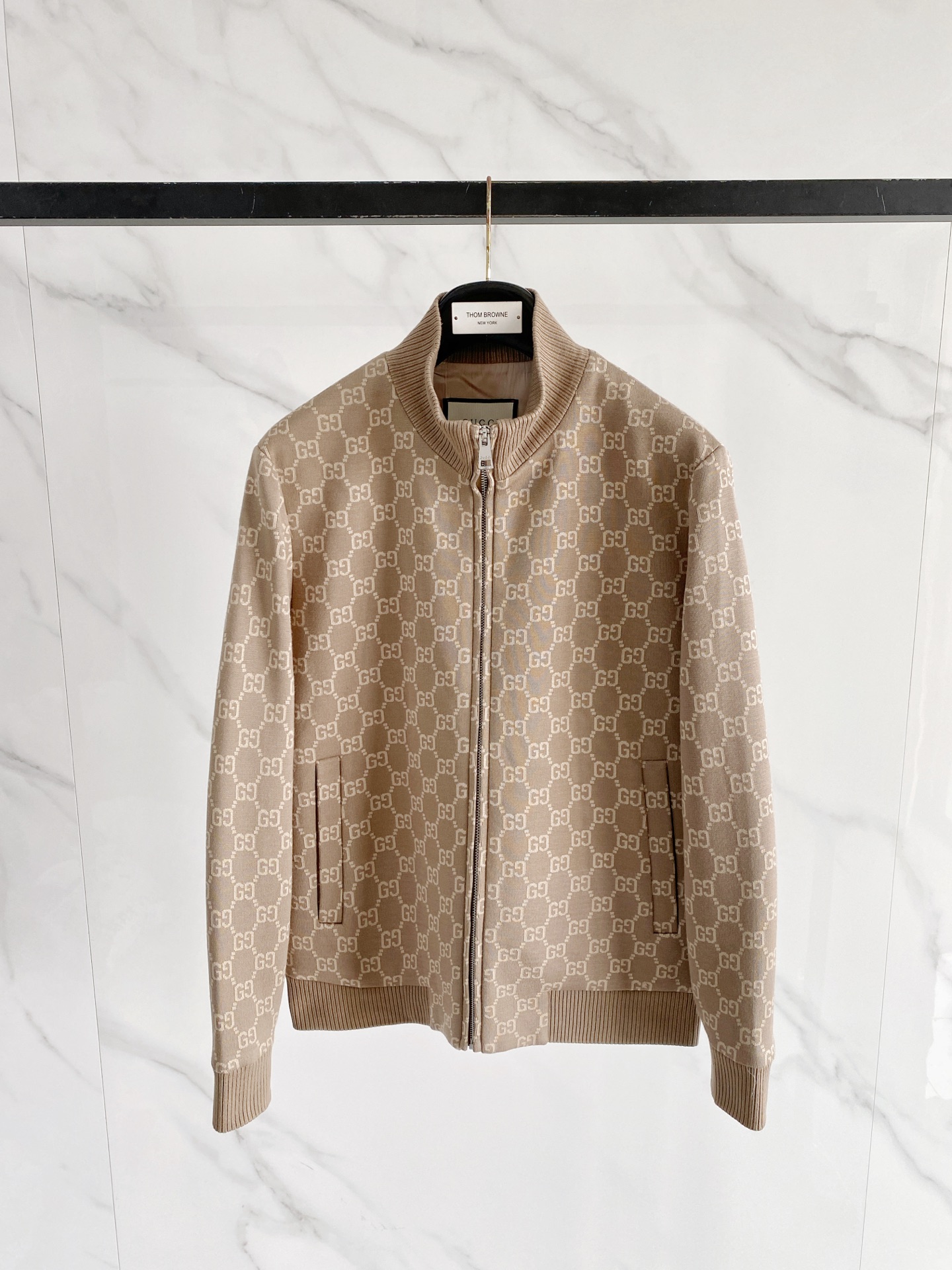 Gucci Beige Monogram Zip Jacket