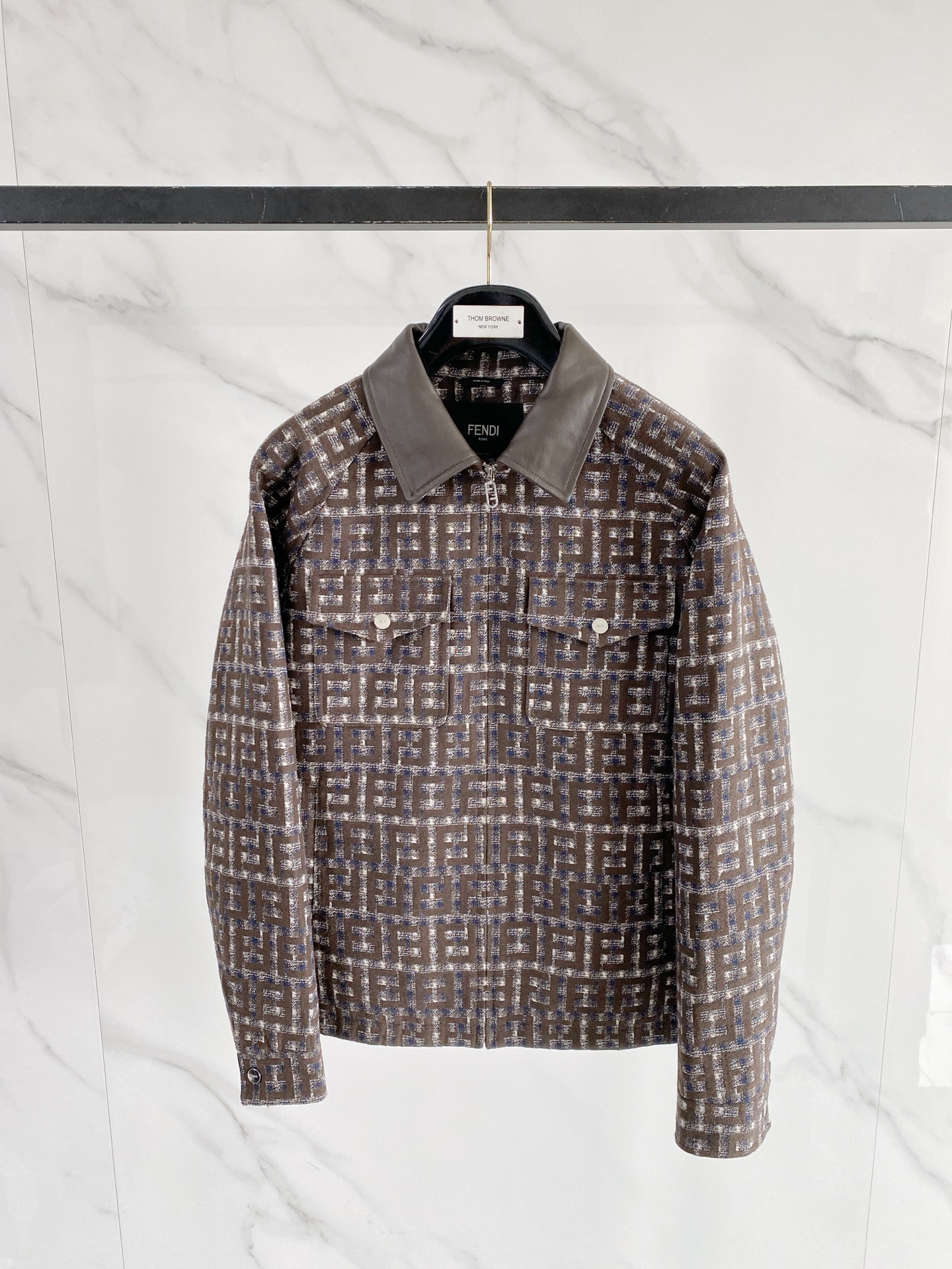 Fendi Brown Patterned Button Jacket