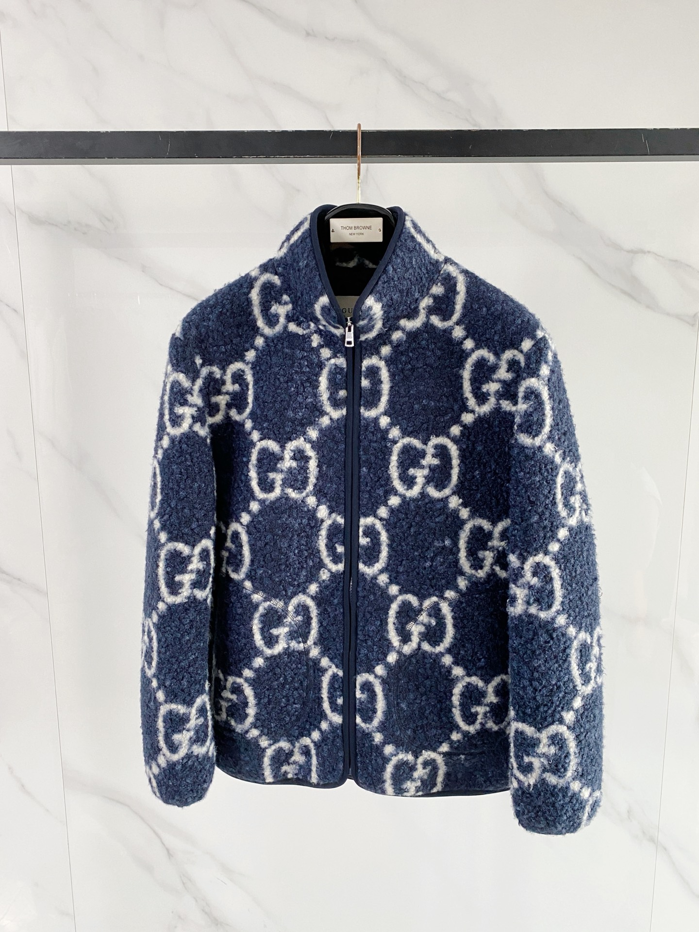 Gucci Navy Monogram Button Jacket