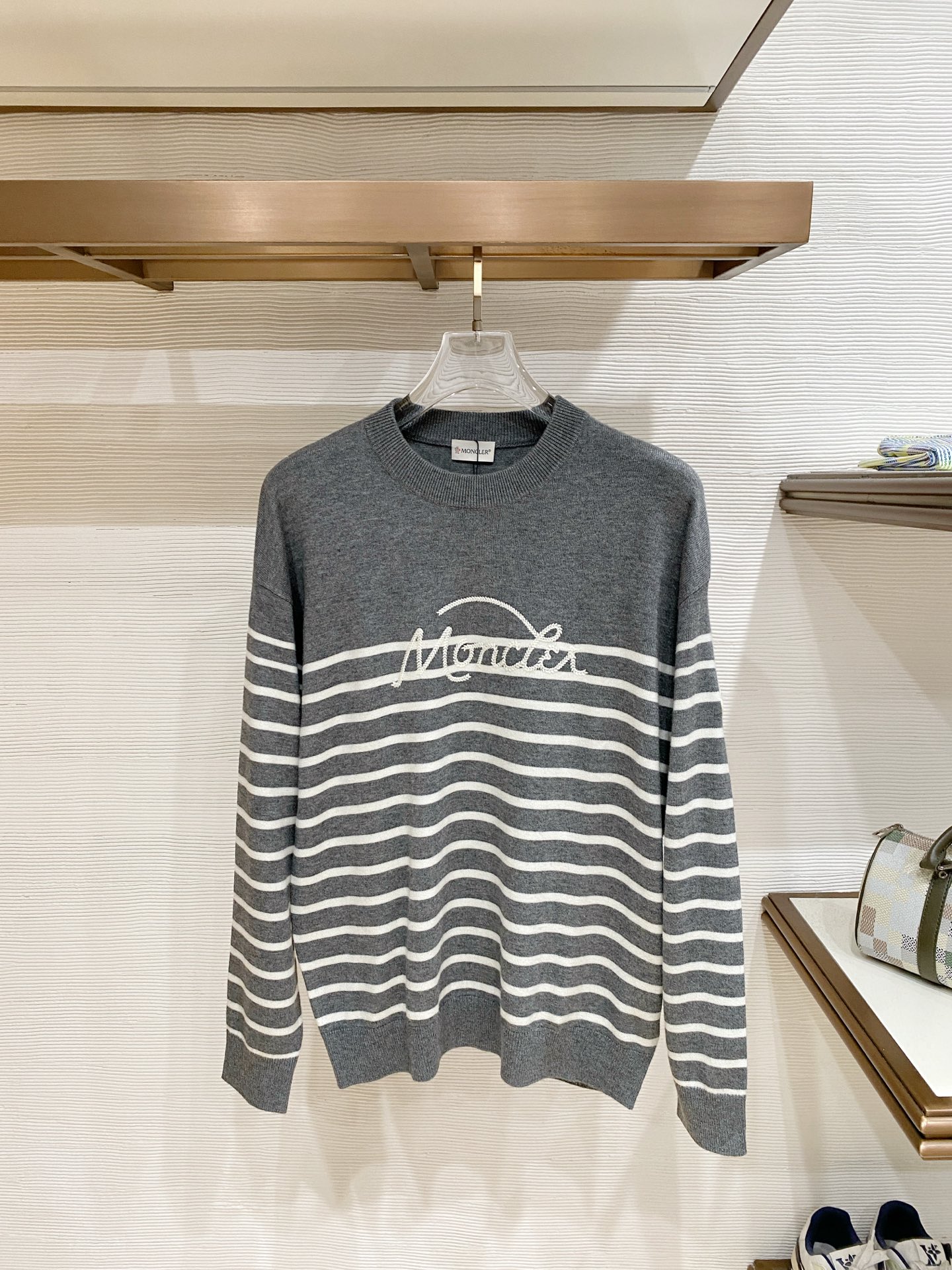 Moncler Gray Striped Sweater