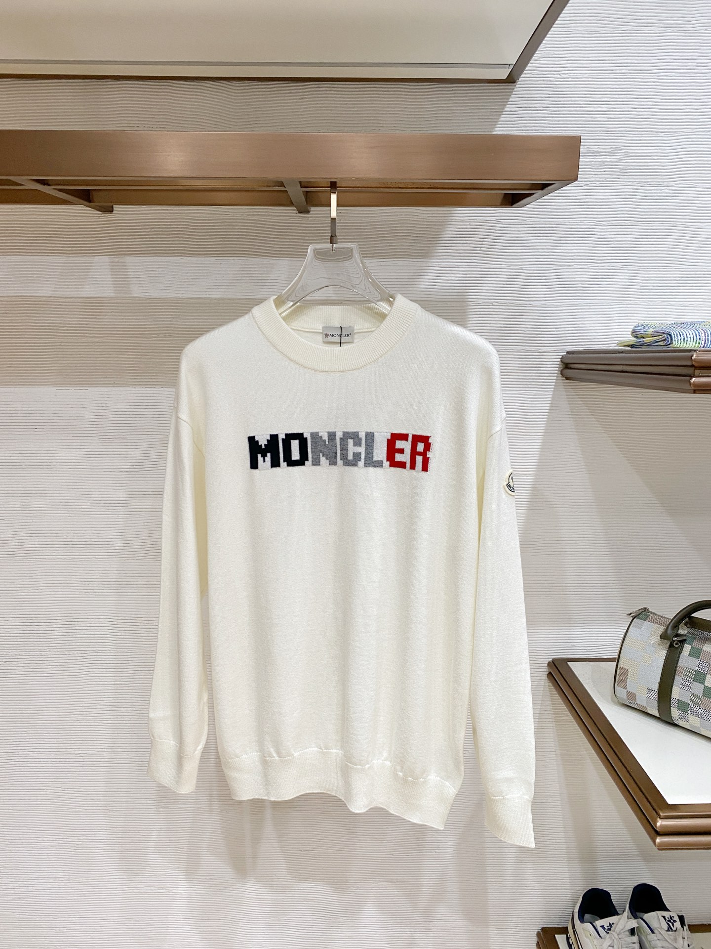 Moncler White Logo Sweater