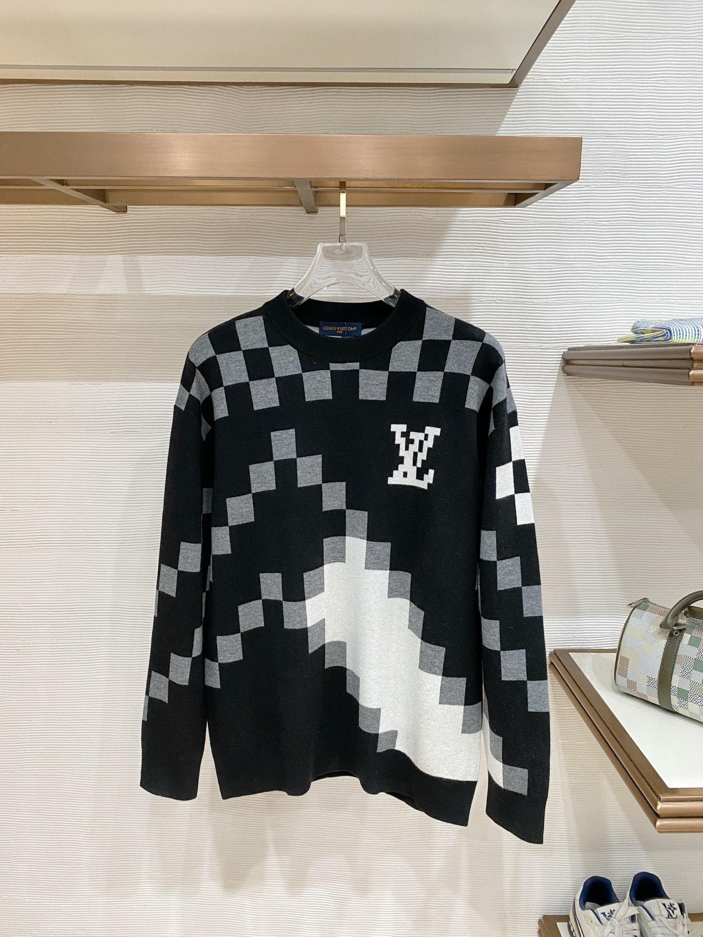 Louis Vuitton Black Pixel Check Sweater