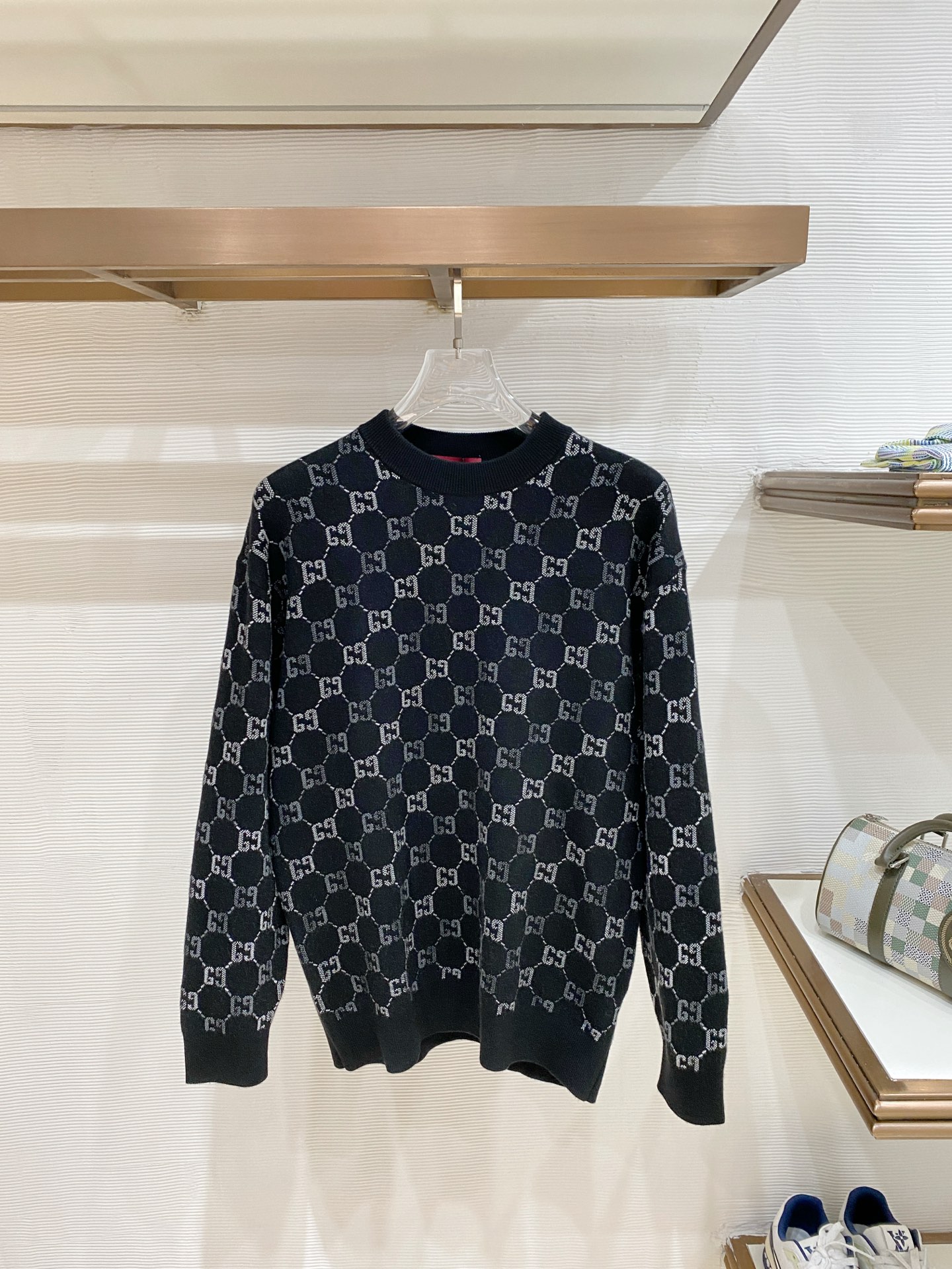 Gucci Black Monogram Crew Neck Sweater