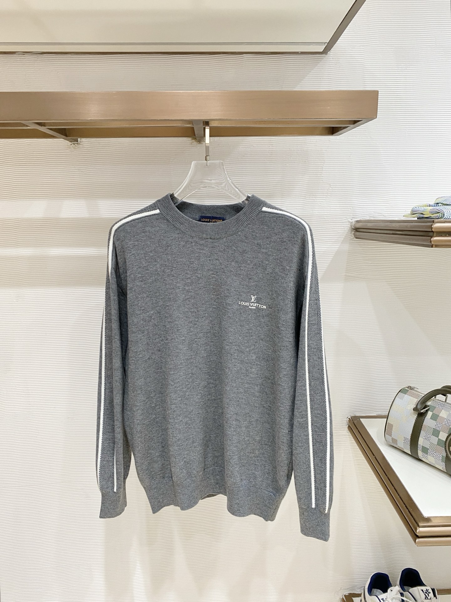 Louis Vuitton Gray Sleeve Stripe Sweater