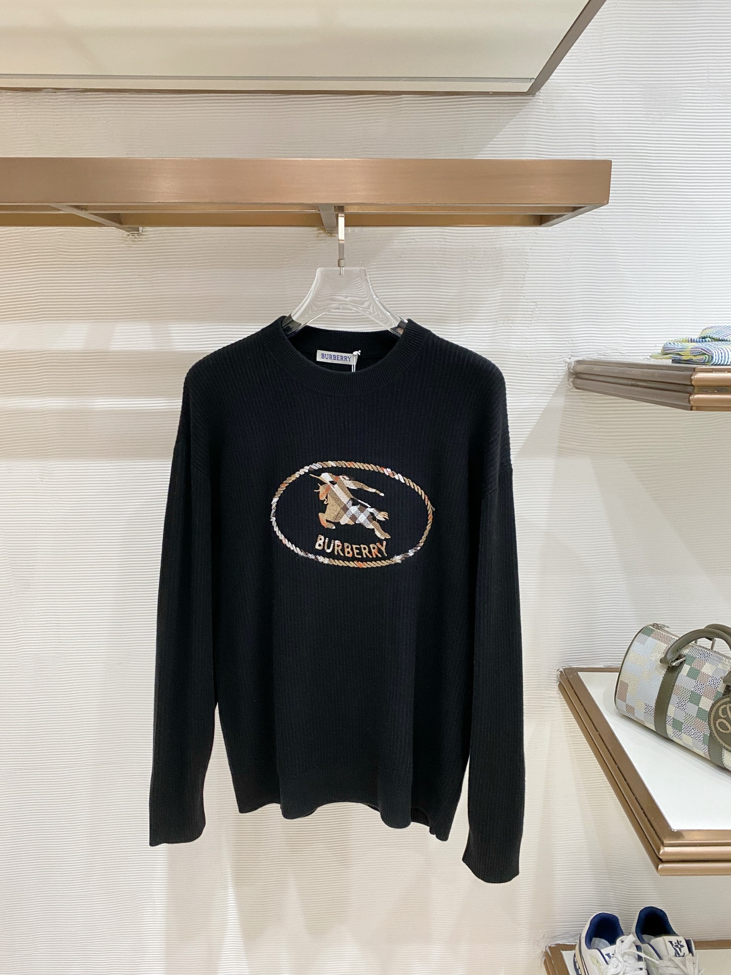 Burberry Black Oval Logo Crew Neck Sweater