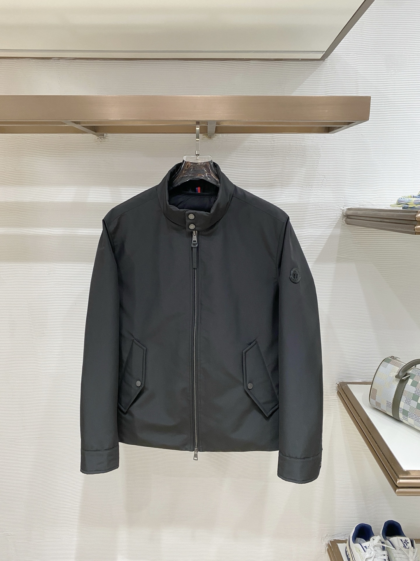 Moncler Black Stand Collar Zip Jacket