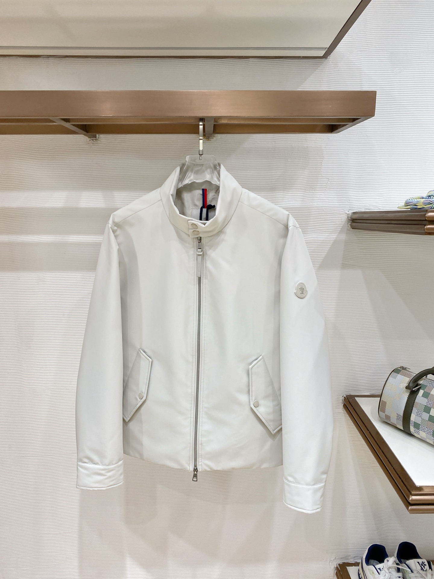 Moncler White Stand Collar Zip Jacket