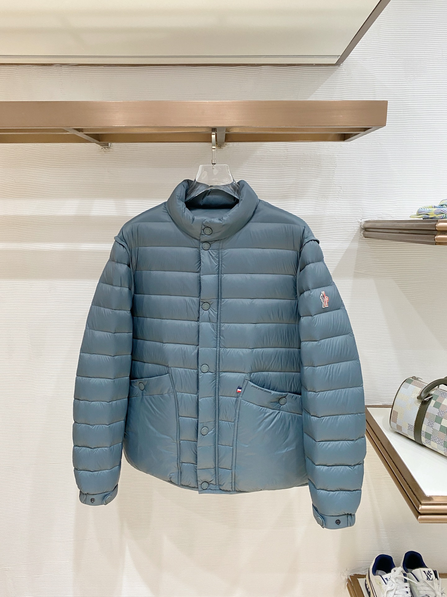 Moncler Teal Stand Collar Puffer Jacket