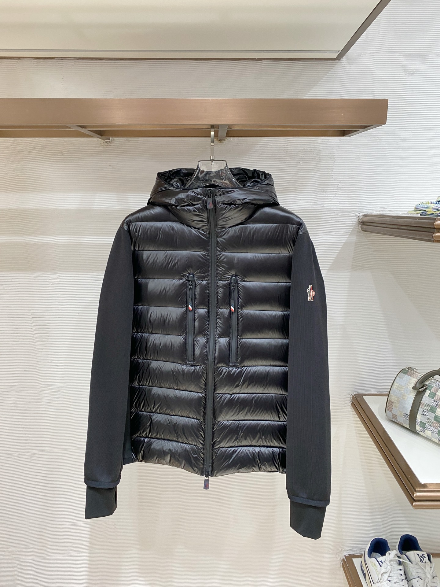 Moncler Black Quilted Front Hooded Jacket
