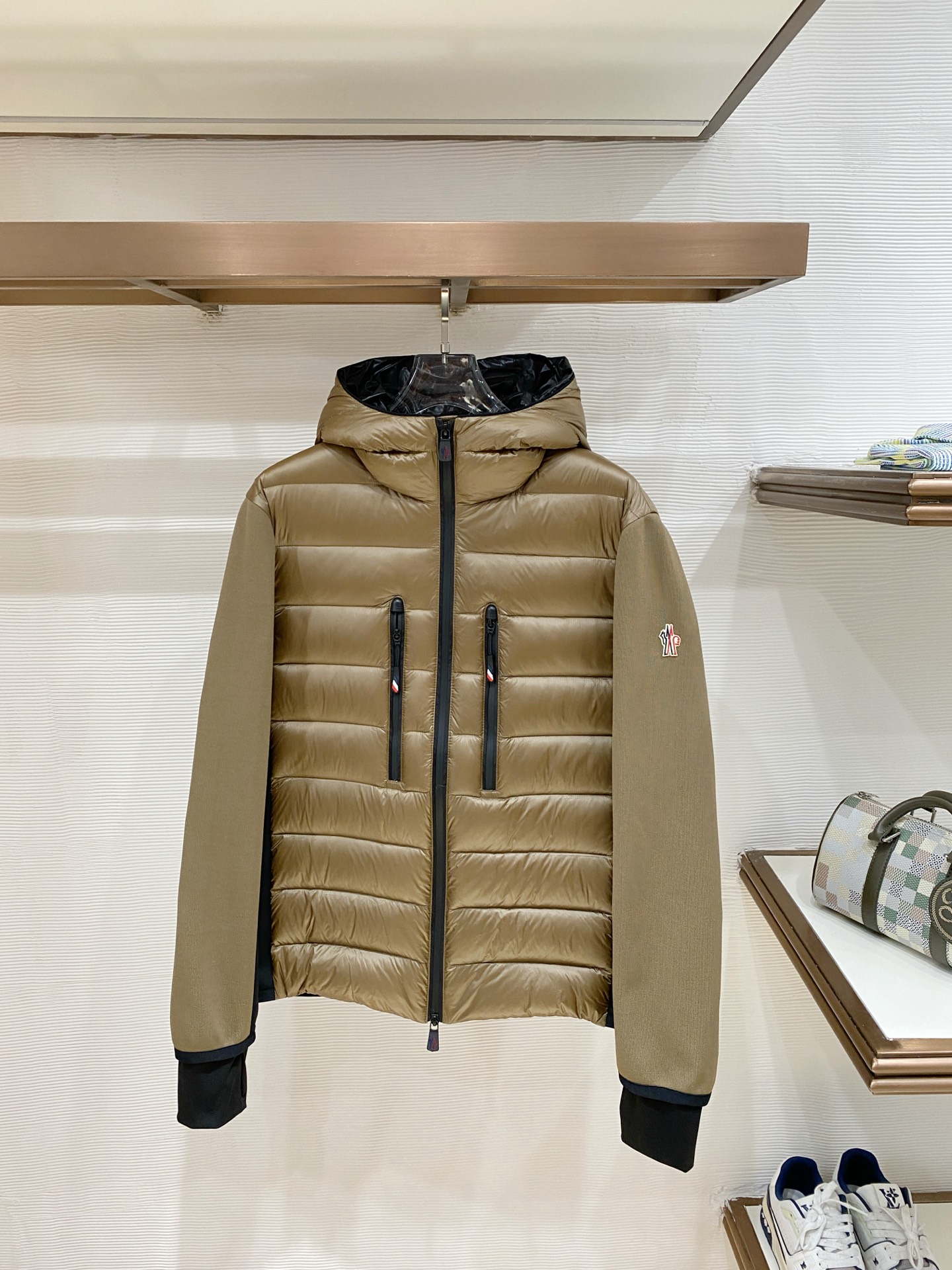 Moncler Olive Quilted Front Hooded Jacket