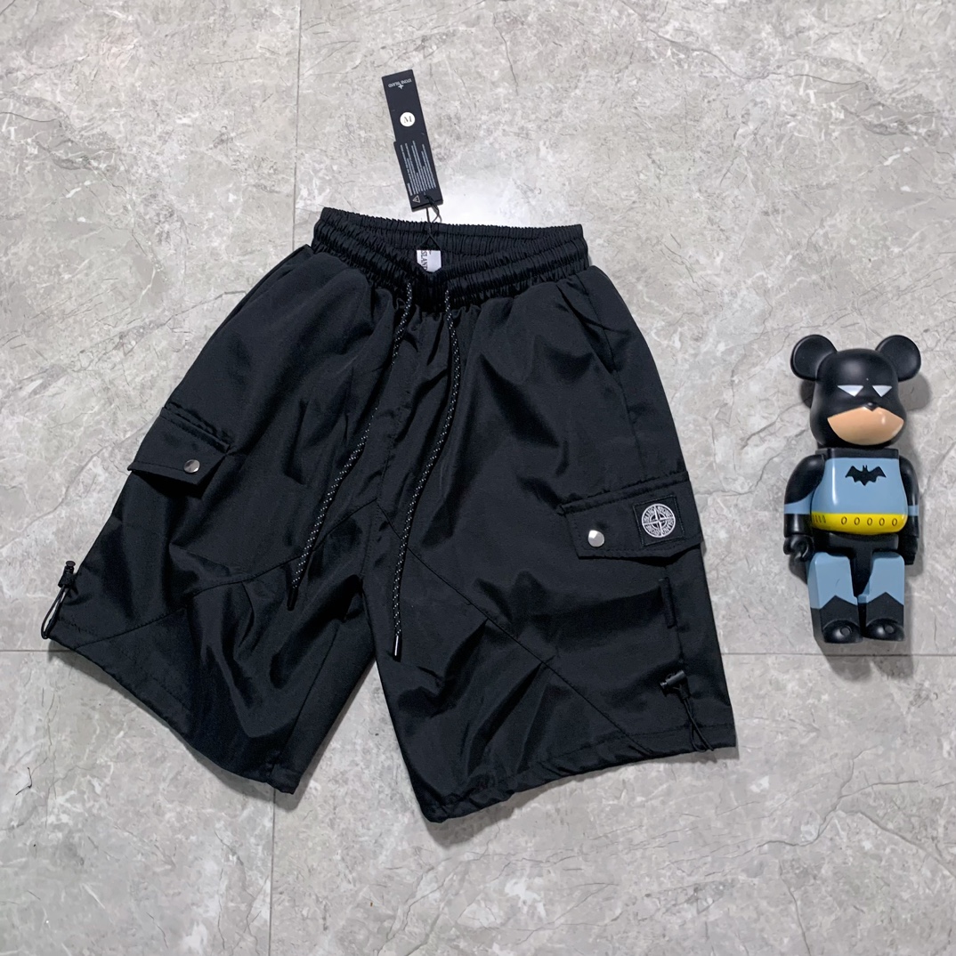 Stone Island 23FW Nylon Badge Shorts: Quality Tailoring, Customized Fit, Black Color. - 图片 2
