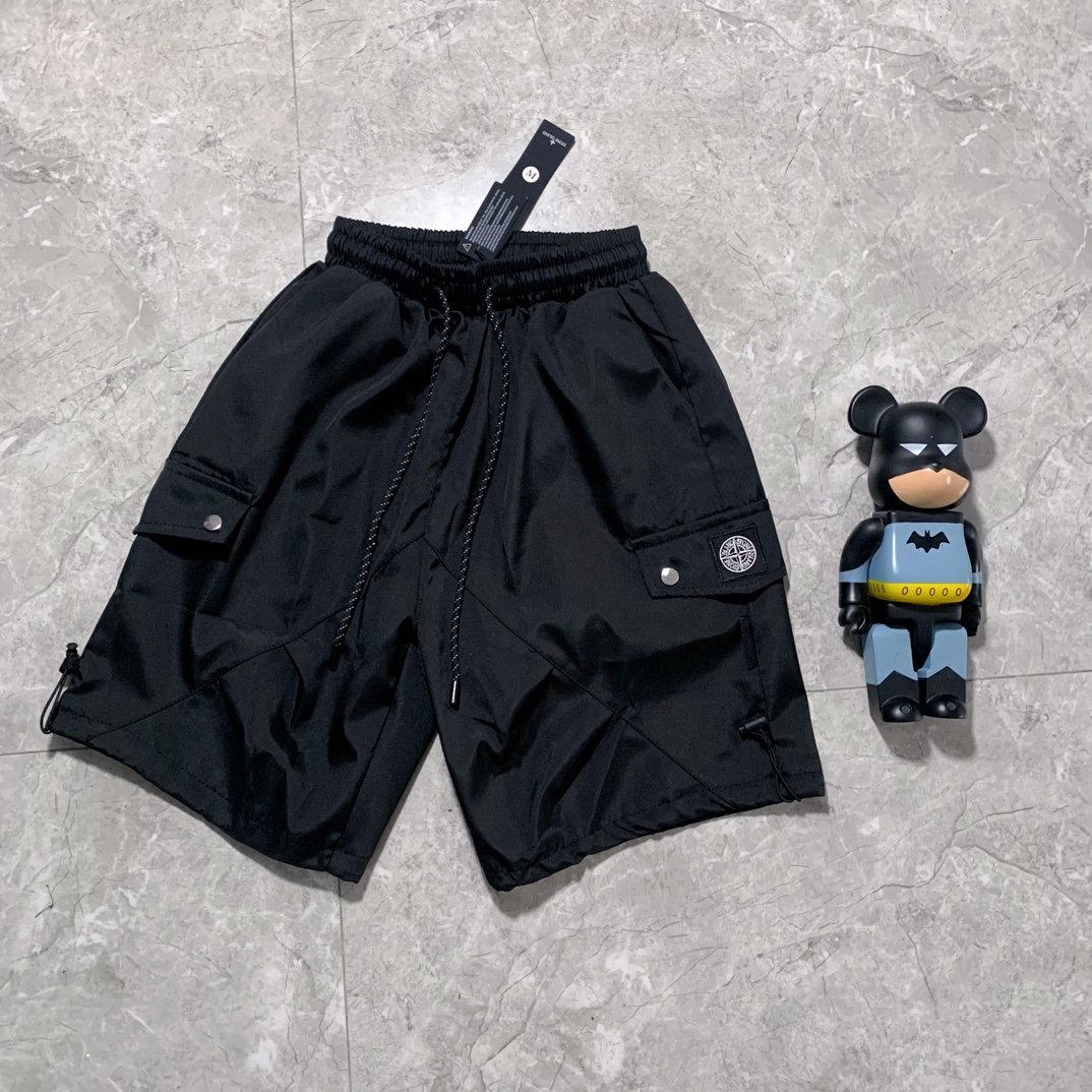 Stone Island 23FW Nylon Badge Shorts: Quality Tailoring, Customized Fit, Black Color. - 图片 3