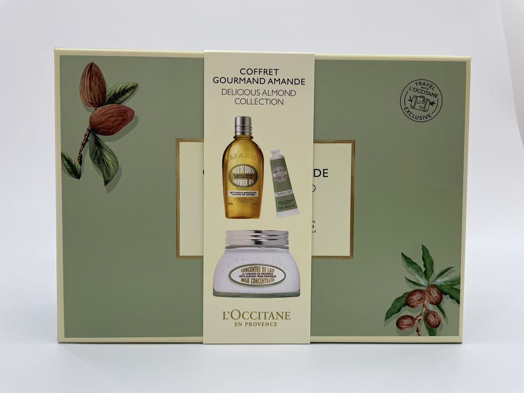 90. Trío de almendras dulces de L'Occitane 🔜 calidad 1:1❗ (incluye: aceite de baño 250ml + crema corporal en tarro 200…