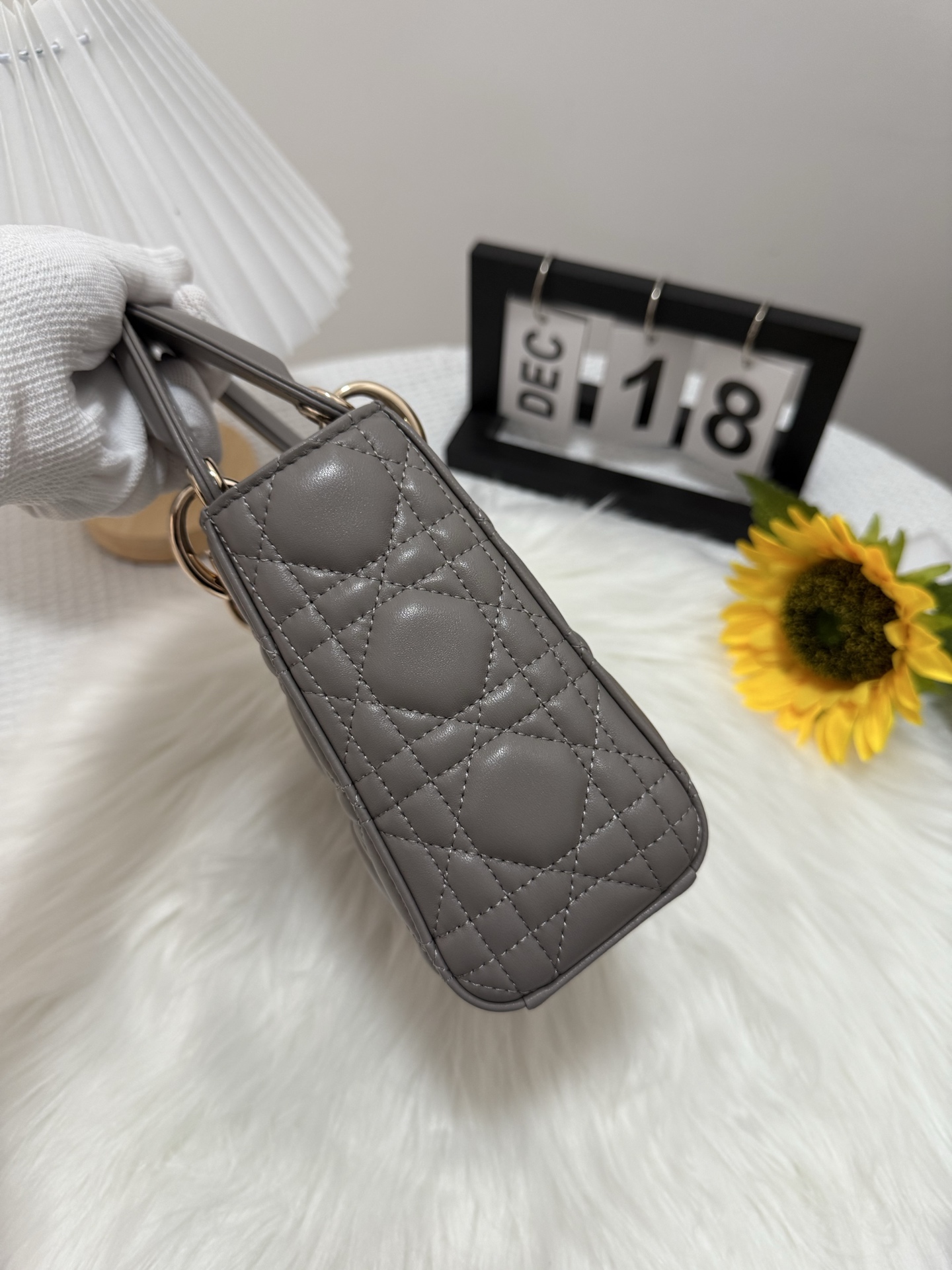 Lady Dior Mini Bag Gray Cannage Lambskin with Chain, 17 x 15 x 7 cm 3 i1747581712925 1657 0 1