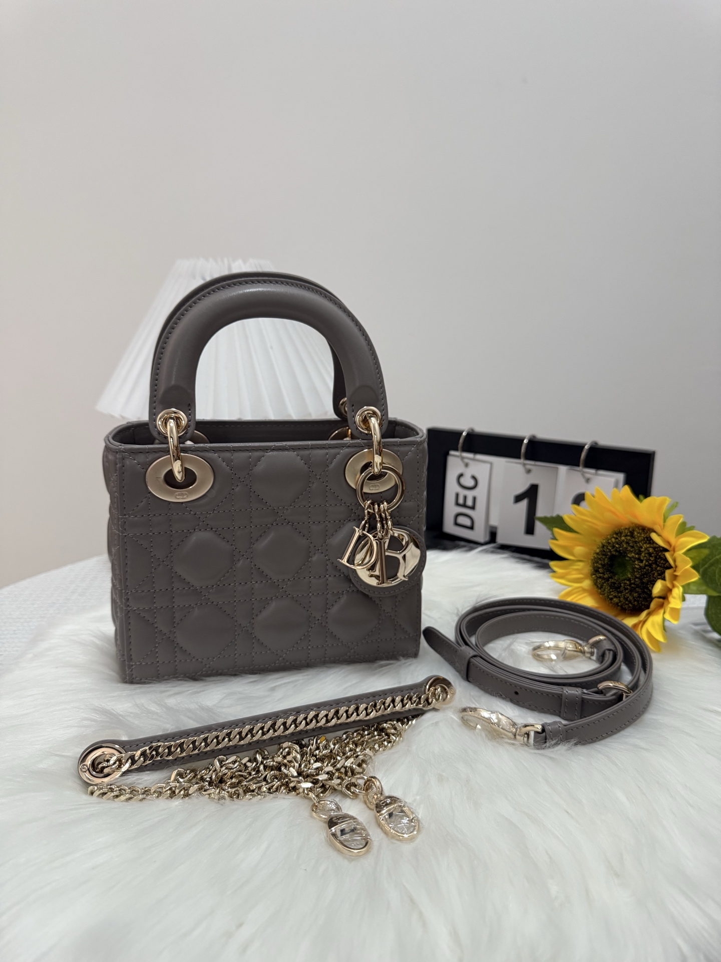Lady Dior Mini Bag Gray Cannage Lambskin with Chain, 17 x 15 x 7 cm 10 i1747581712958 3672 0 8