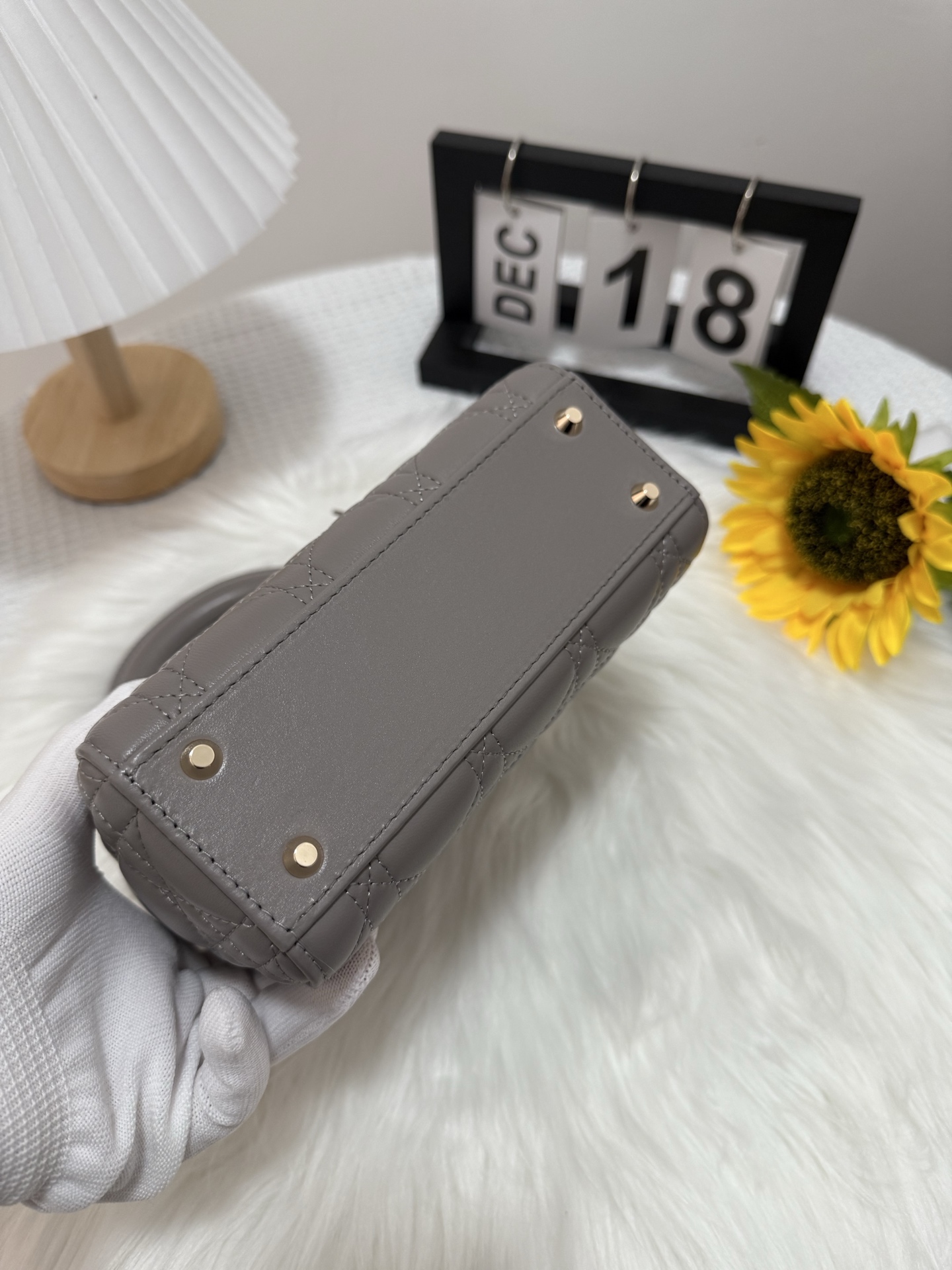 Lady Dior Mini Bag Gray Cannage Lambskin with Chain, 17 x 15 x 7 cm 5 i1747581712968 2149 0 3