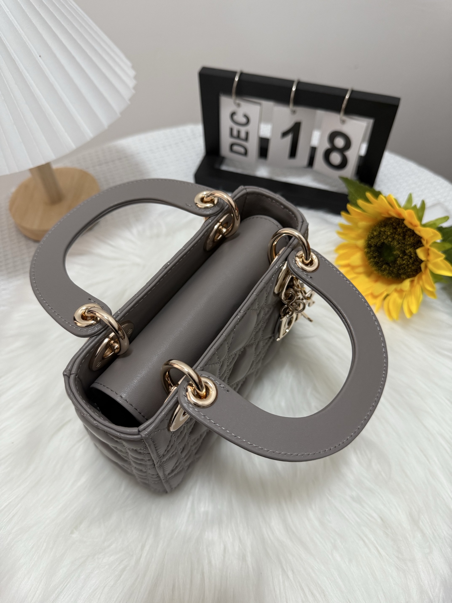 Lady Dior Mini Bag Gray Cannage Lambskin with Chain, 17 x 15 x 7 cm 6 i1747581714359 4664 0 4