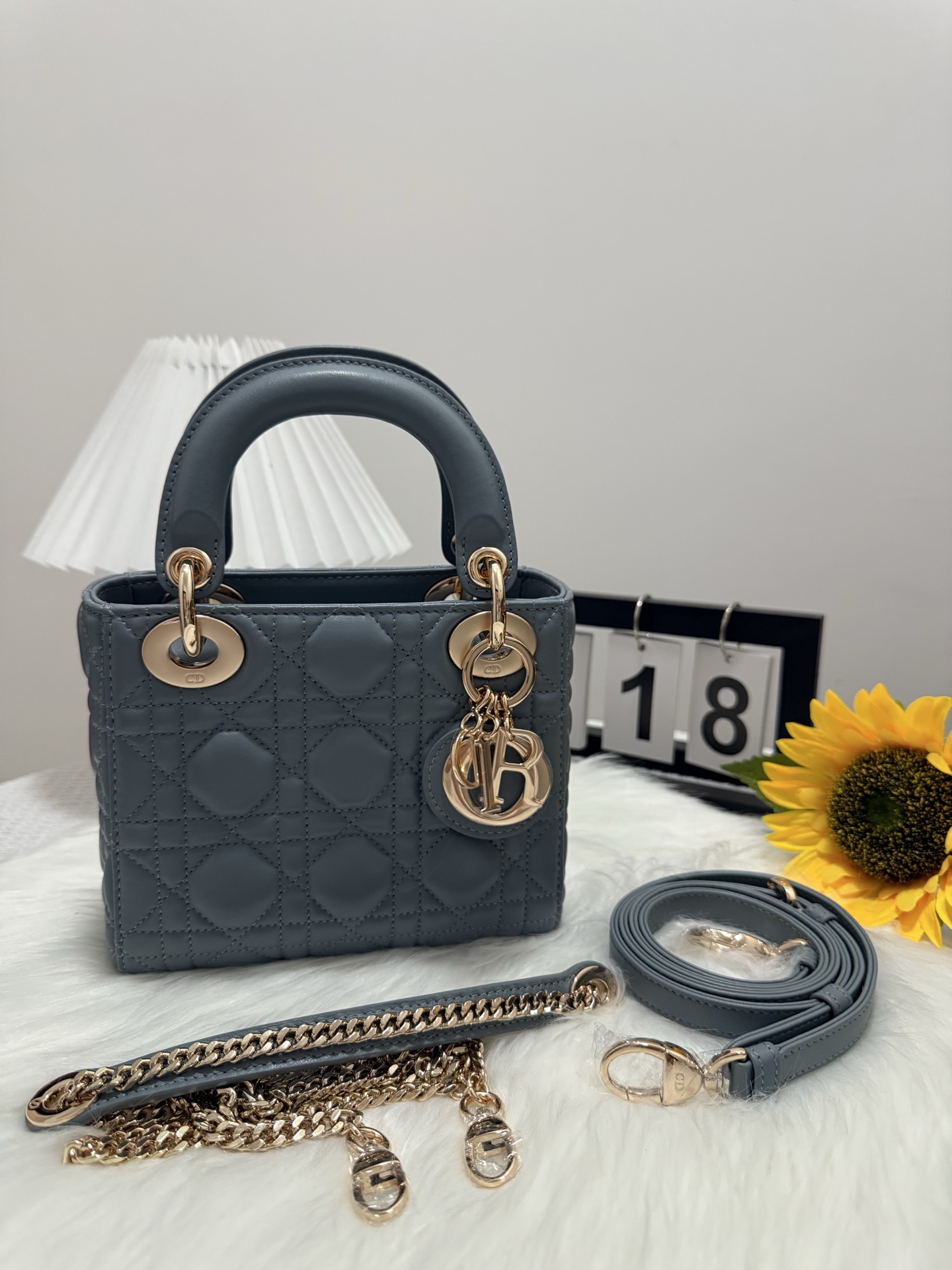 Lady Dior Mini Bag, Fog Blue, Iconic Cannage Stitching, Gold Finish 10 i1747581803104 4717 0 8
