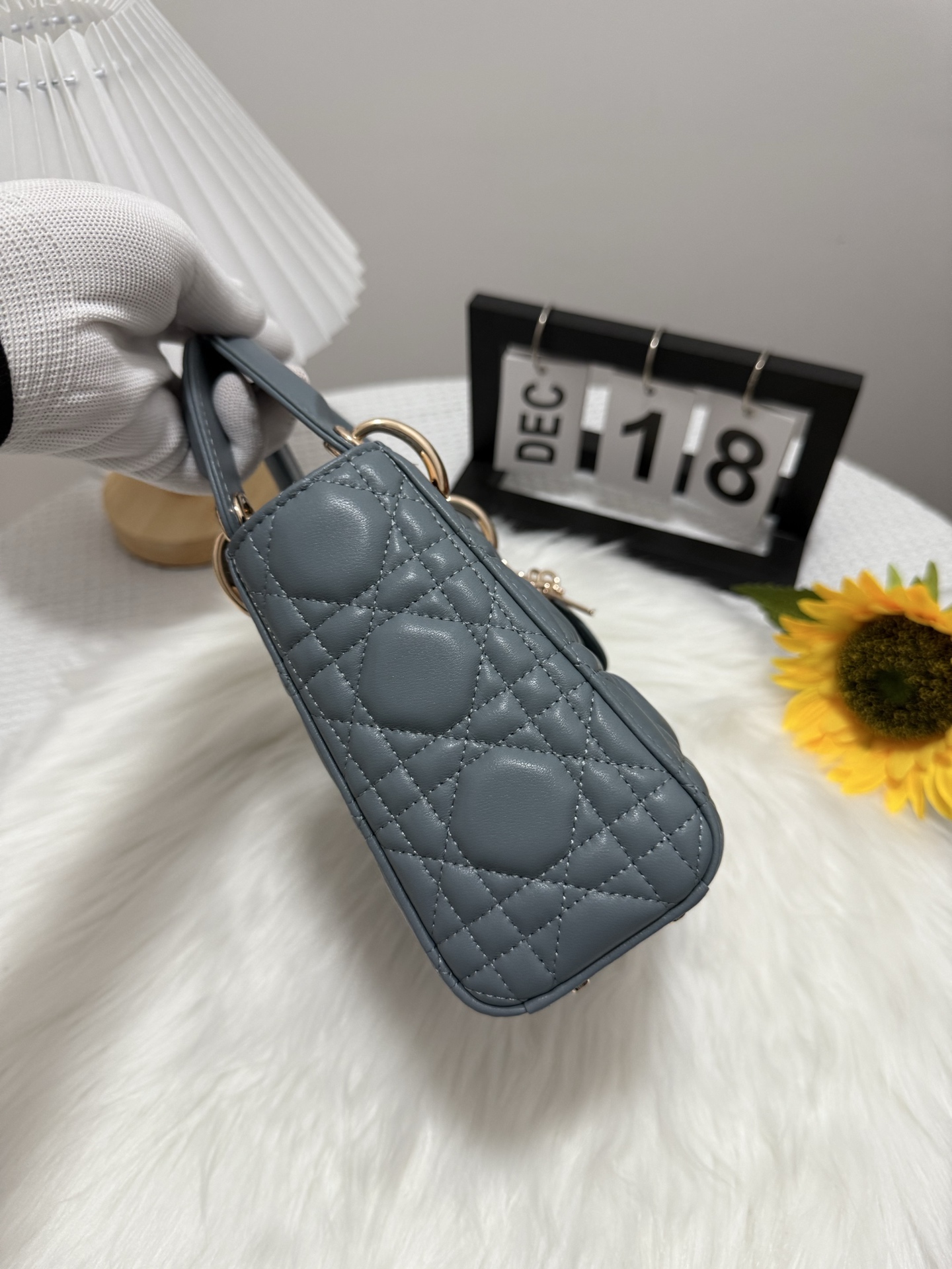 Lady Dior Mini Bag, Fog Blue, Iconic Cannage Stitching, Gold Finish 3 i1747581803118 1880 0 1