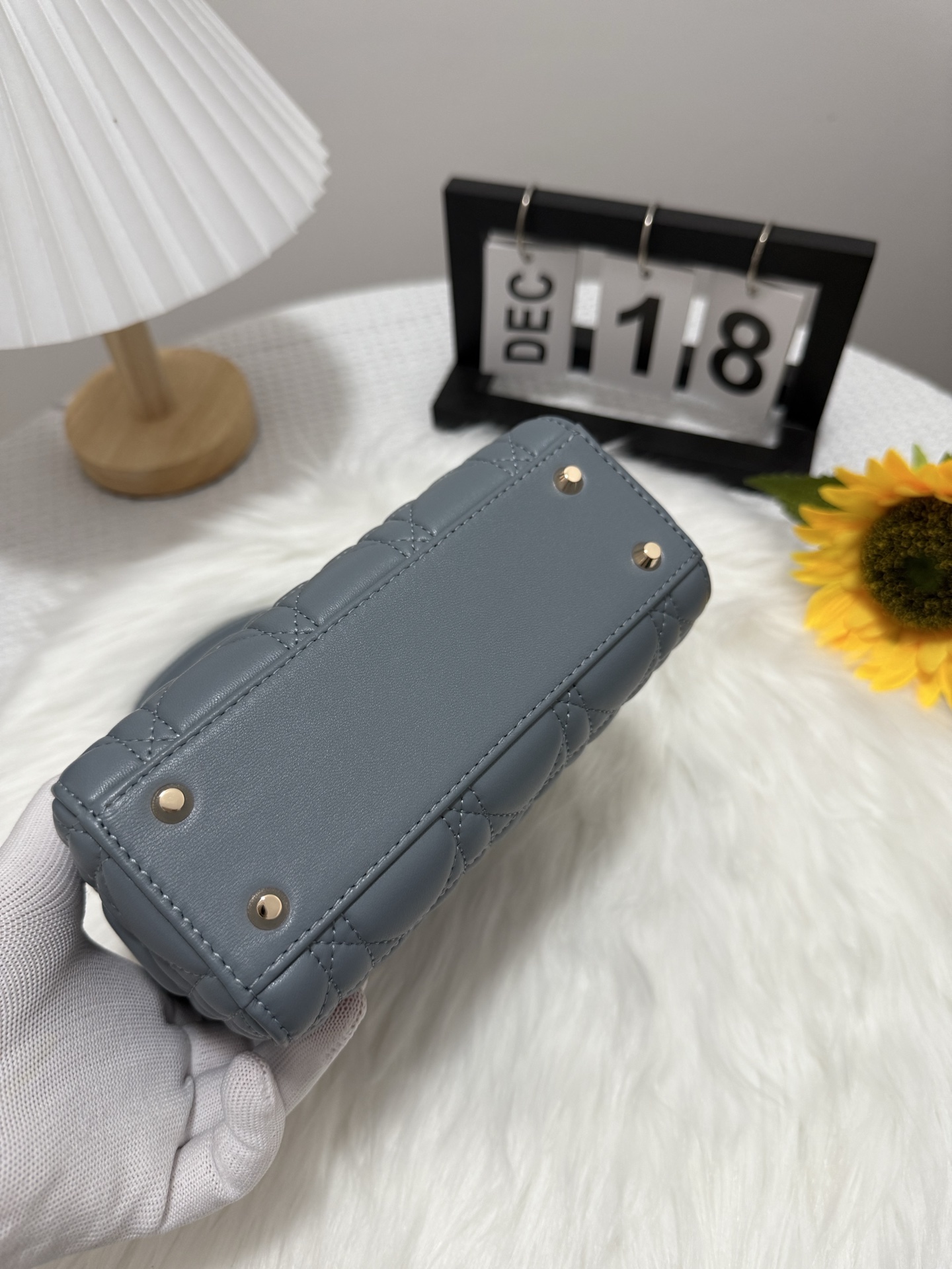 Lady Dior Mini Bag, Fog Blue, Iconic Cannage Stitching, Gold Finish 5 i1747581803122 7347 0 3