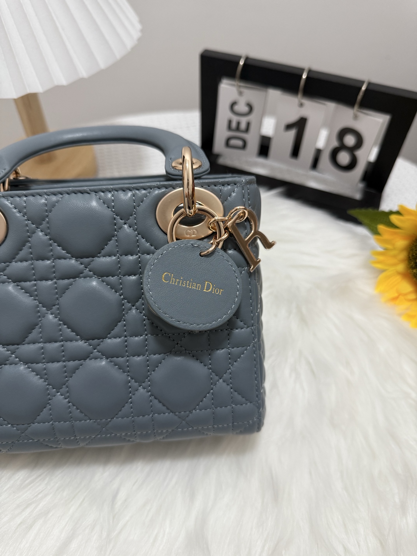Lady Dior Mini Bag, Fog Blue, Iconic Cannage Stitching, Gold Finish 9 i1747581803228 4425 0 7