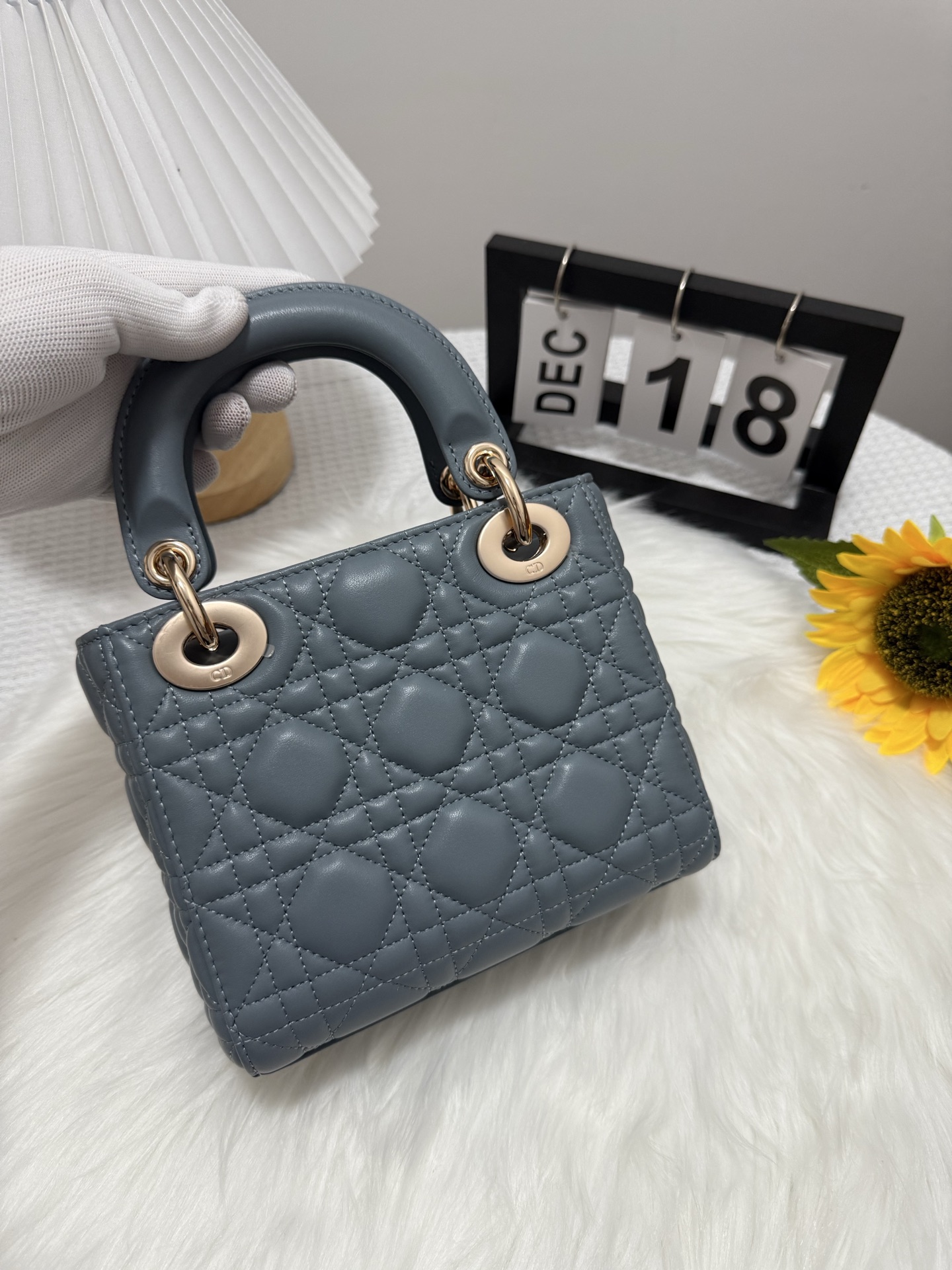 Lady Dior Mini Bag, Fog Blue, Iconic Cannage Stitching, Gold Finish 4 i1747581804365 7968 0 2