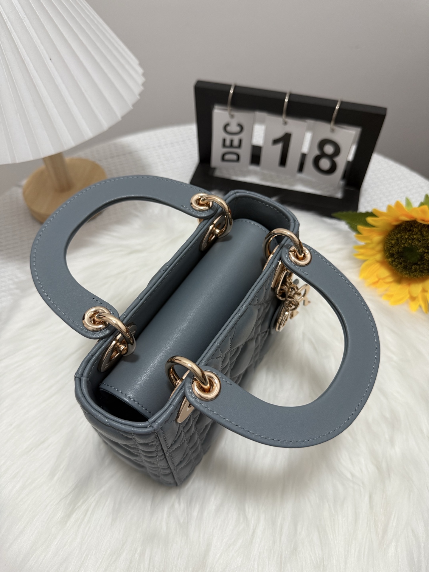 Lady Dior Mini Bag, Fog Blue, Iconic Cannage Stitching, Gold Finish 6 i1747581804410 2362 0 4