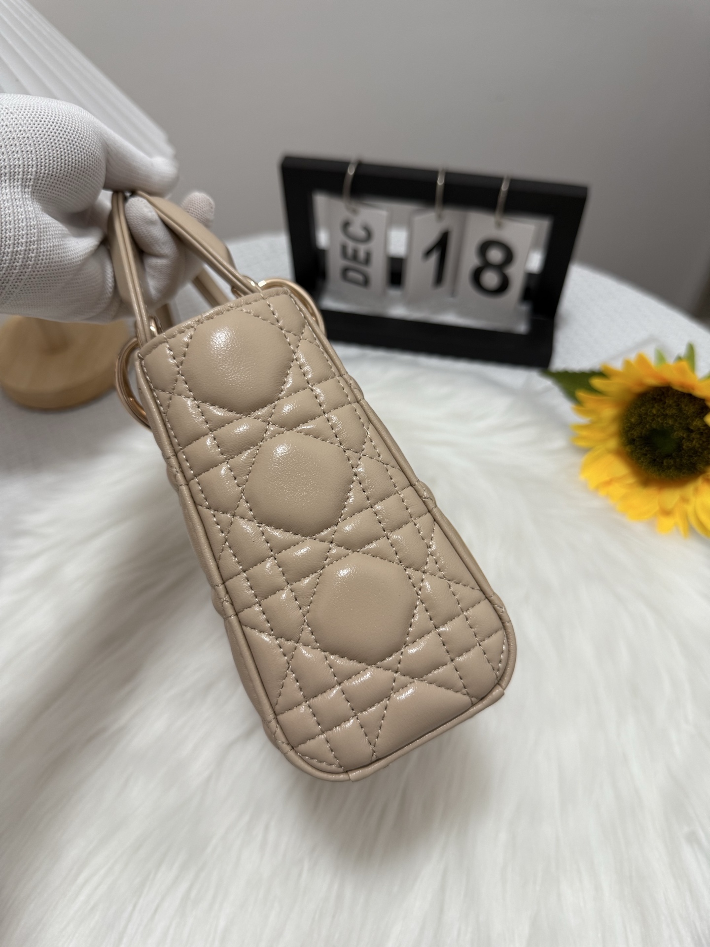 Dior Lady Dior Mini Bag Almond Beige Lambskin Cannage Stitching Charm 3 i1747581854616 3134 0 1