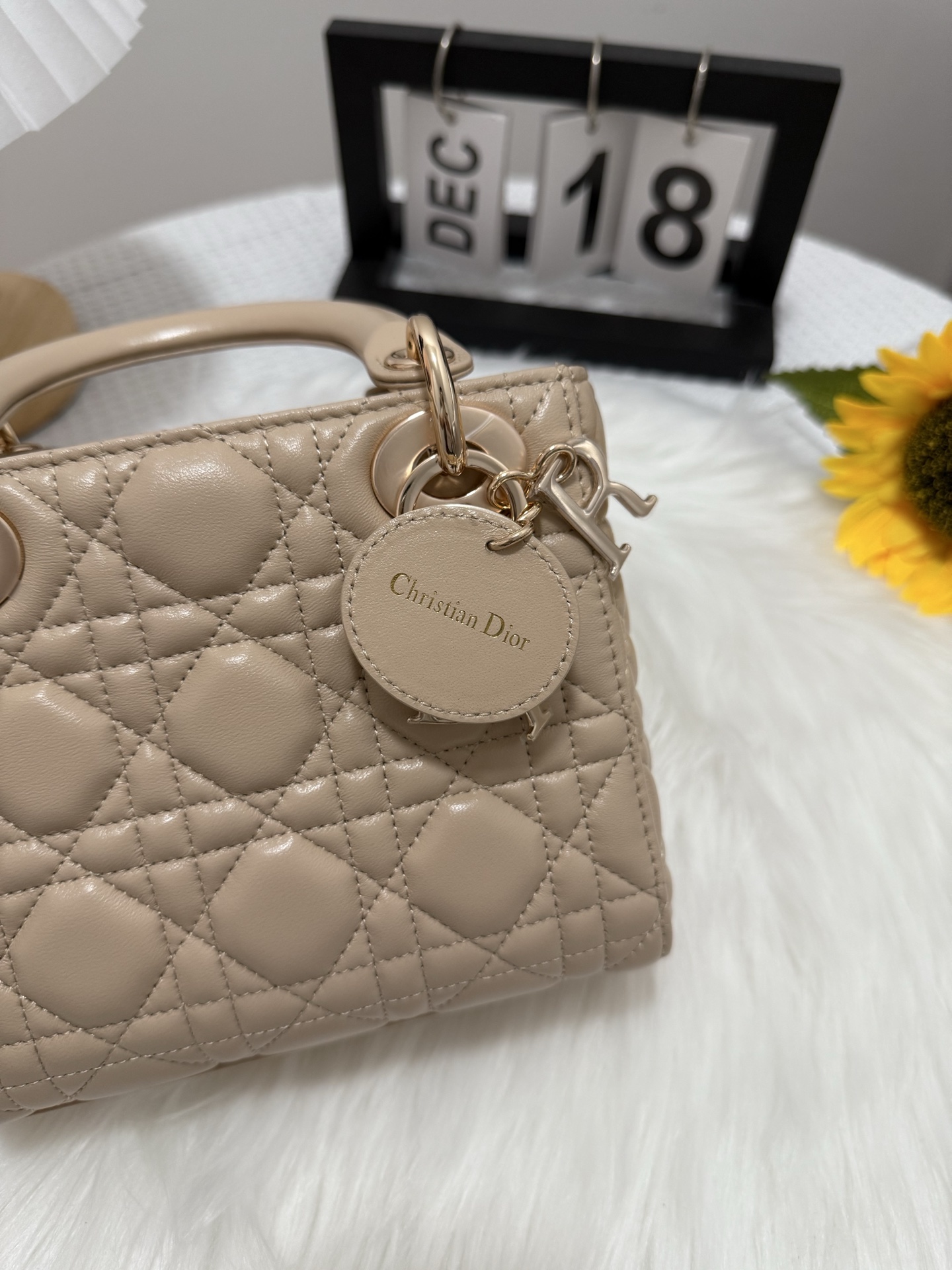 Dior Lady Dior Mini Bag Almond Beige Lambskin Cannage Stitching Charm 9 i1747581854618 6272 0 7
