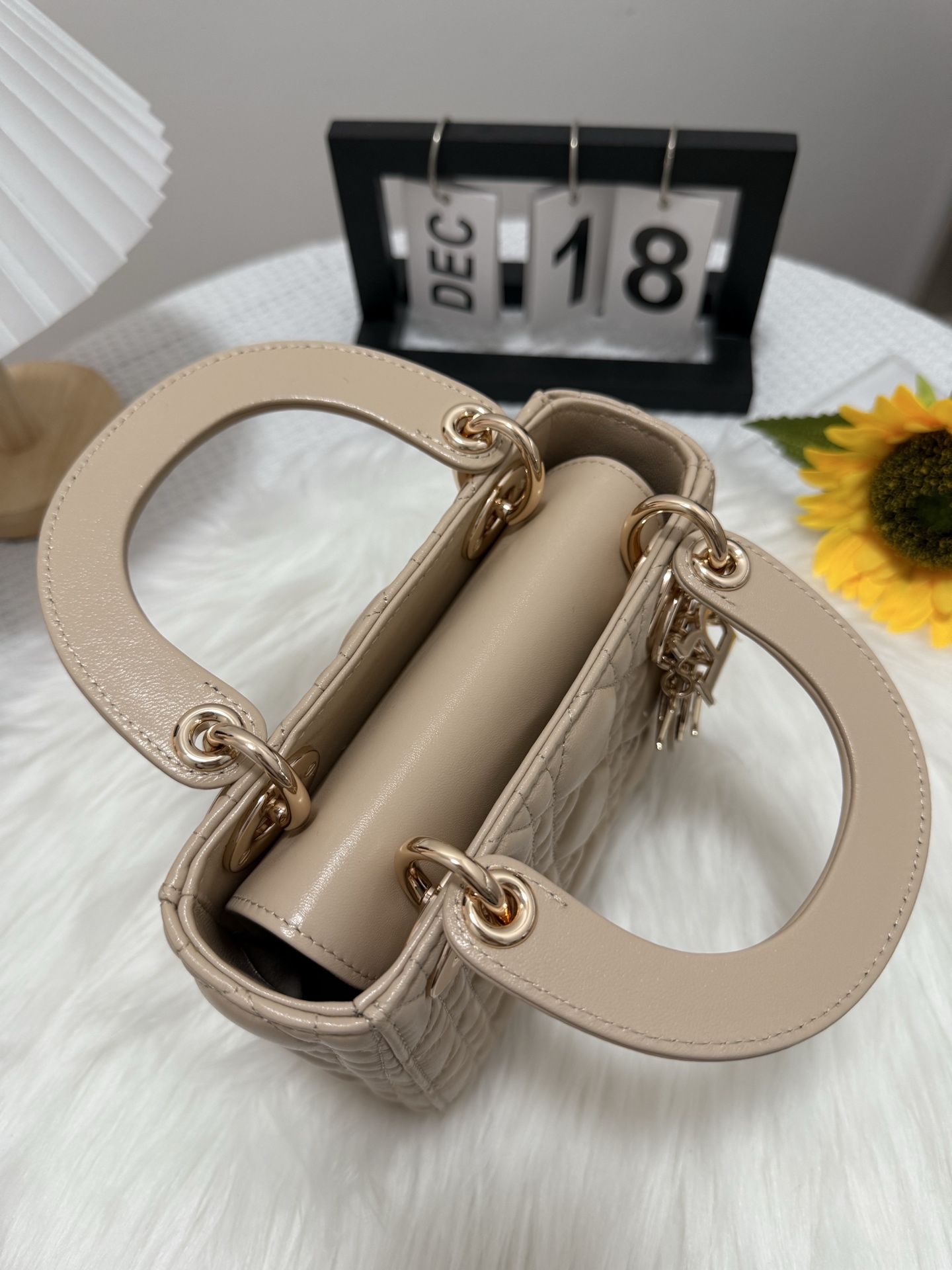 Dior Lady Dior Mini Bag Almond Beige Lambskin Cannage Stitching Charm 6 i1747581854634 4765 0 4