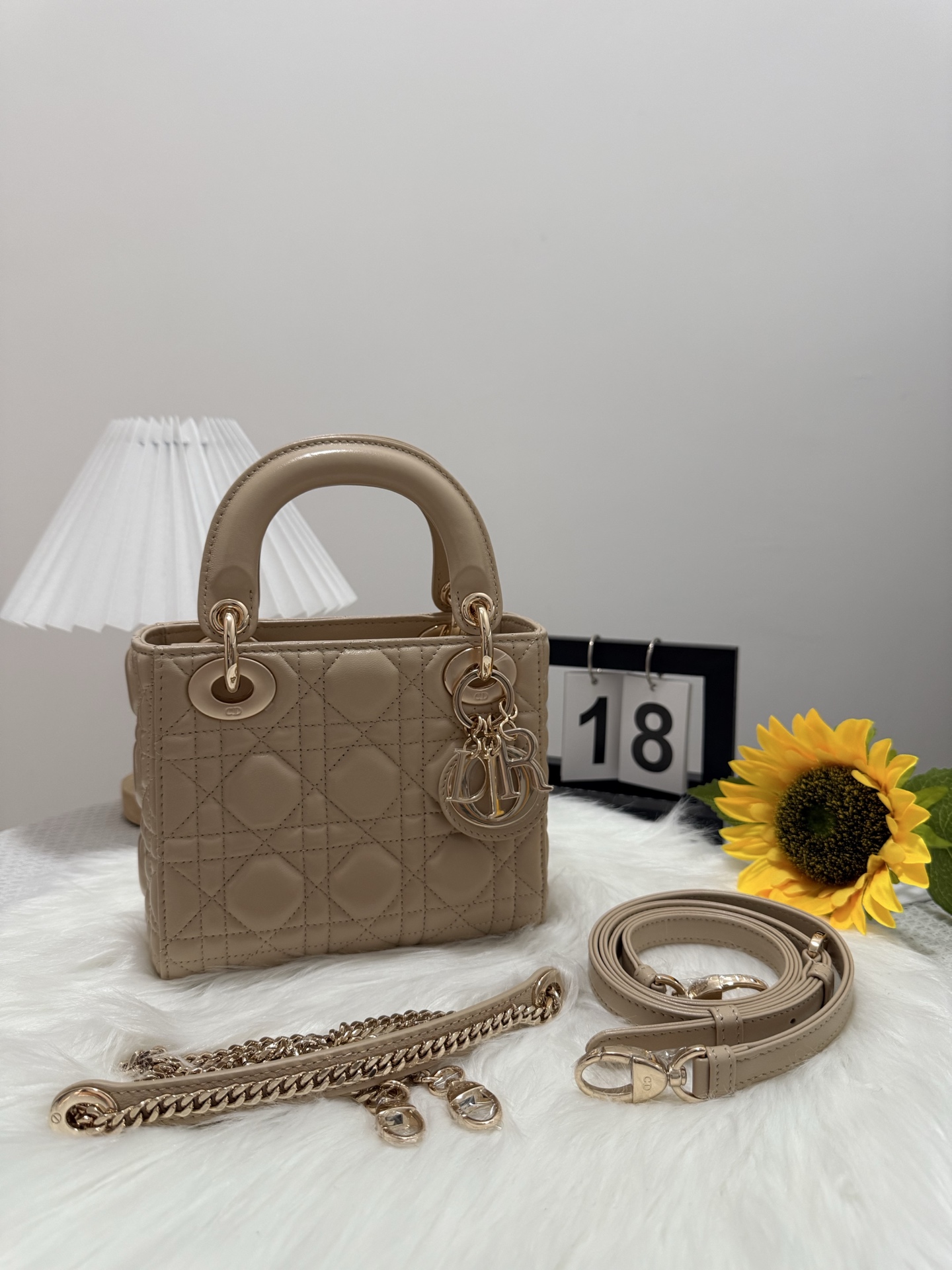 Dior Lady Dior Mini Bag Almond Beige Lambskin Cannage Stitching Charm 10 i1747581855804 9146 0 8