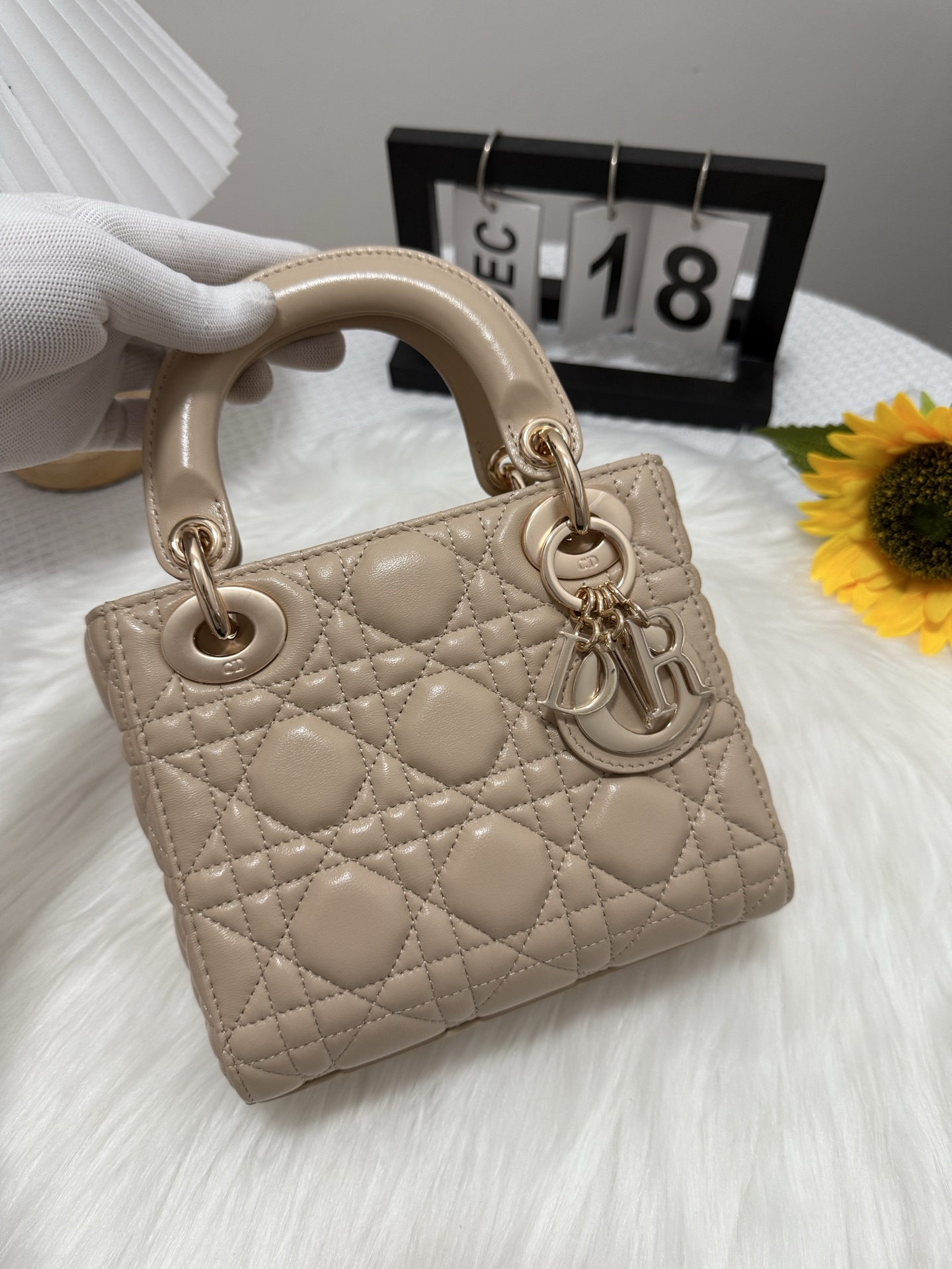 Dior Lady Dior Mini Bag Almond Beige Lambskin Cannage Stitching Charm 2 i1747581855906 4841 0 0